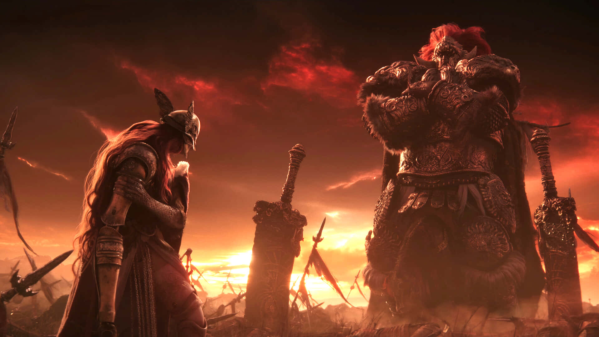 Elden Ring, warrior, blood-red battlefield, Full HD Desktop Wallpaper