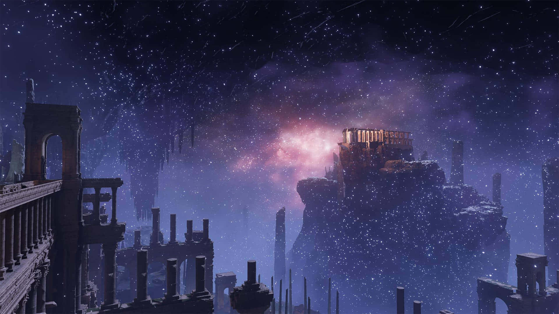 Elden Ring, mystical ruins, starry night sky, Full HD Desktop Wallpaper