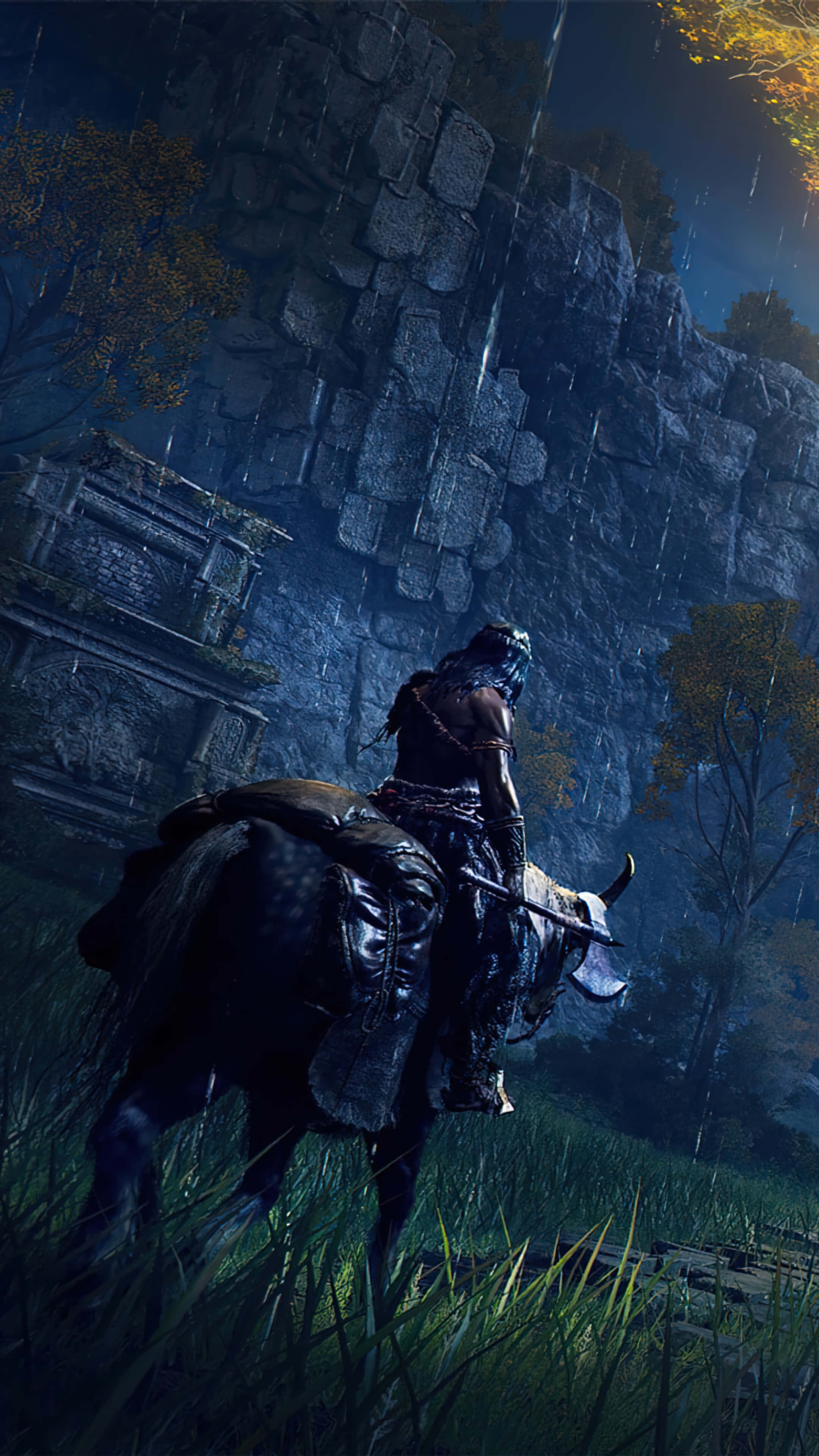 Elden Ring, horseback adventure, armored warrior, 4K Phone Wallpaper
