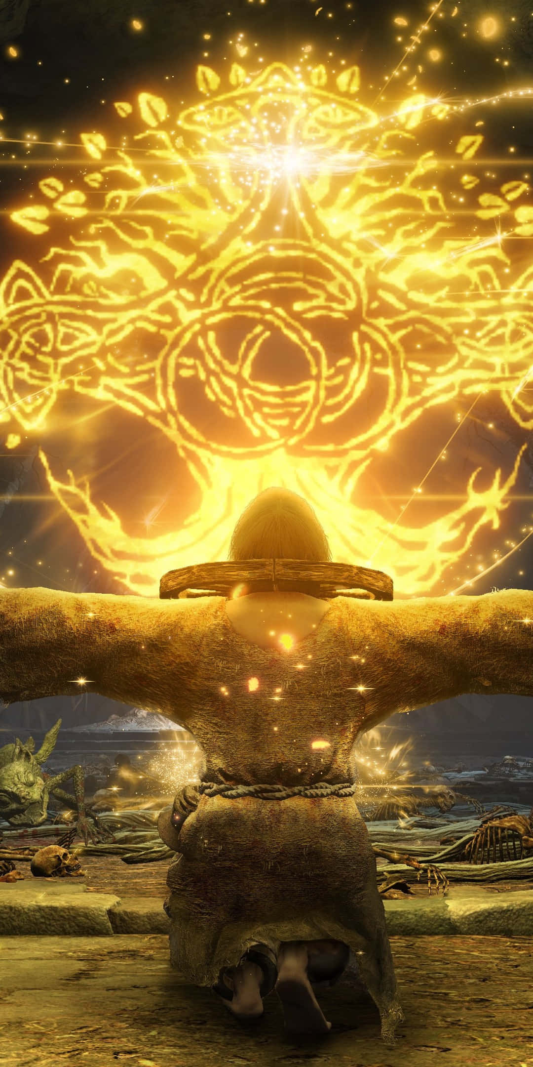 Elden Ring, magic casting, kneeling warrior, Full HD Phone Wallpaper