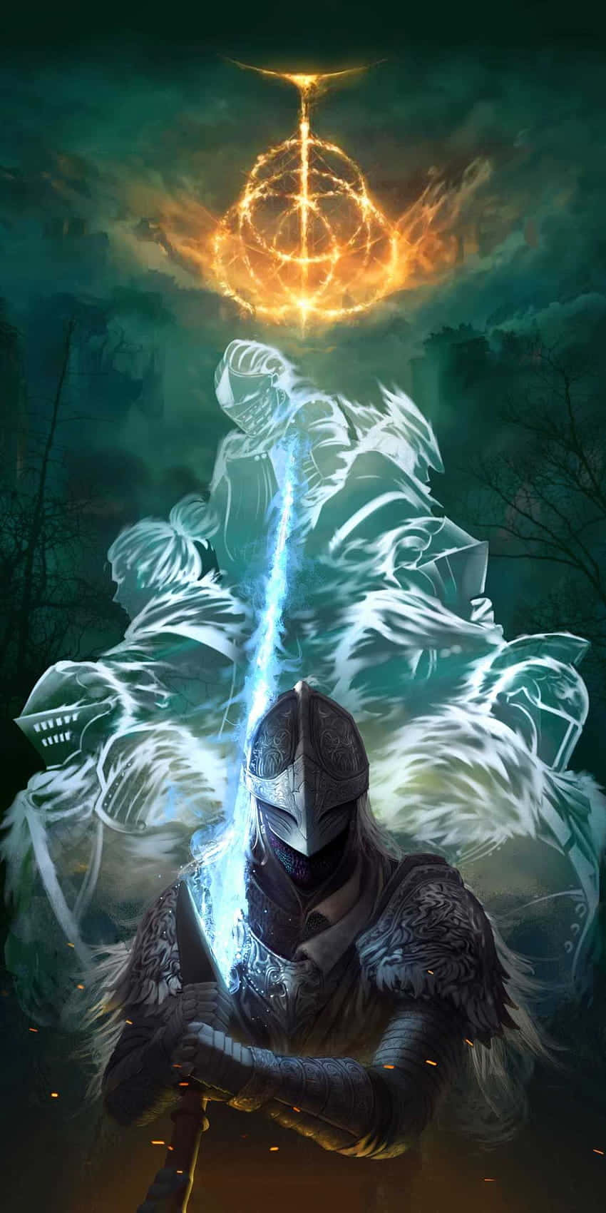 Elden Ring, warrior, glowing blue sword, HD Phone Wallpaper