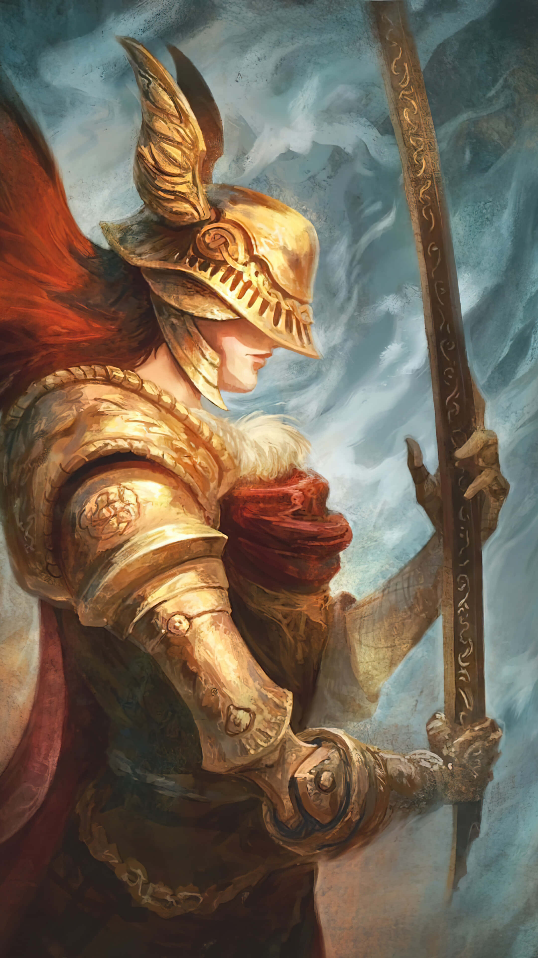 Elden Ring, warrior, golden armor, 4K Phone Wallpaper