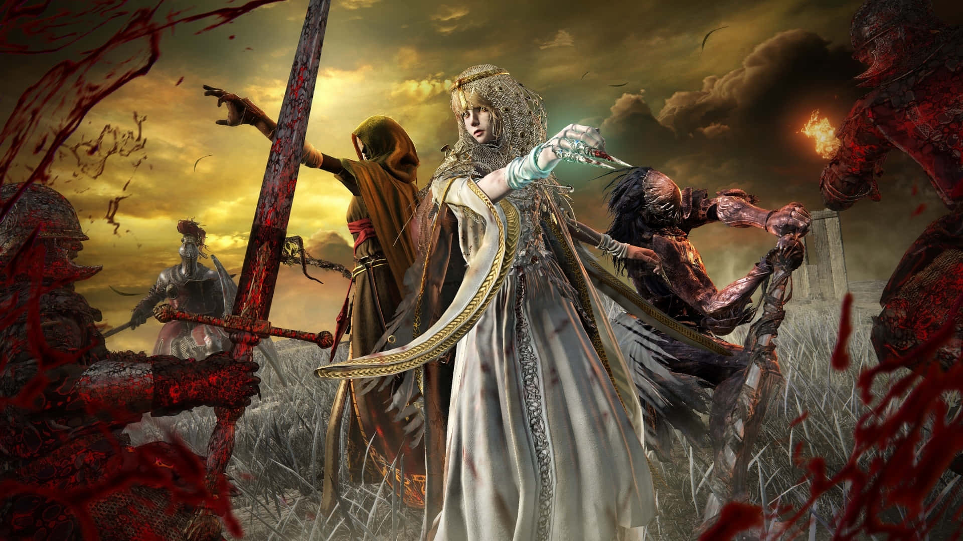 Elden Ring Nightreign, warrior in white robes, glowing sword, Full HD Desktop Wallpaper