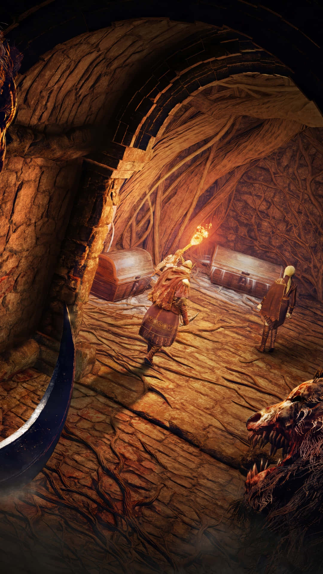 Elden Ring Nightreign, dungeon, root-choked cavern, Full HD Phone Wallpaper