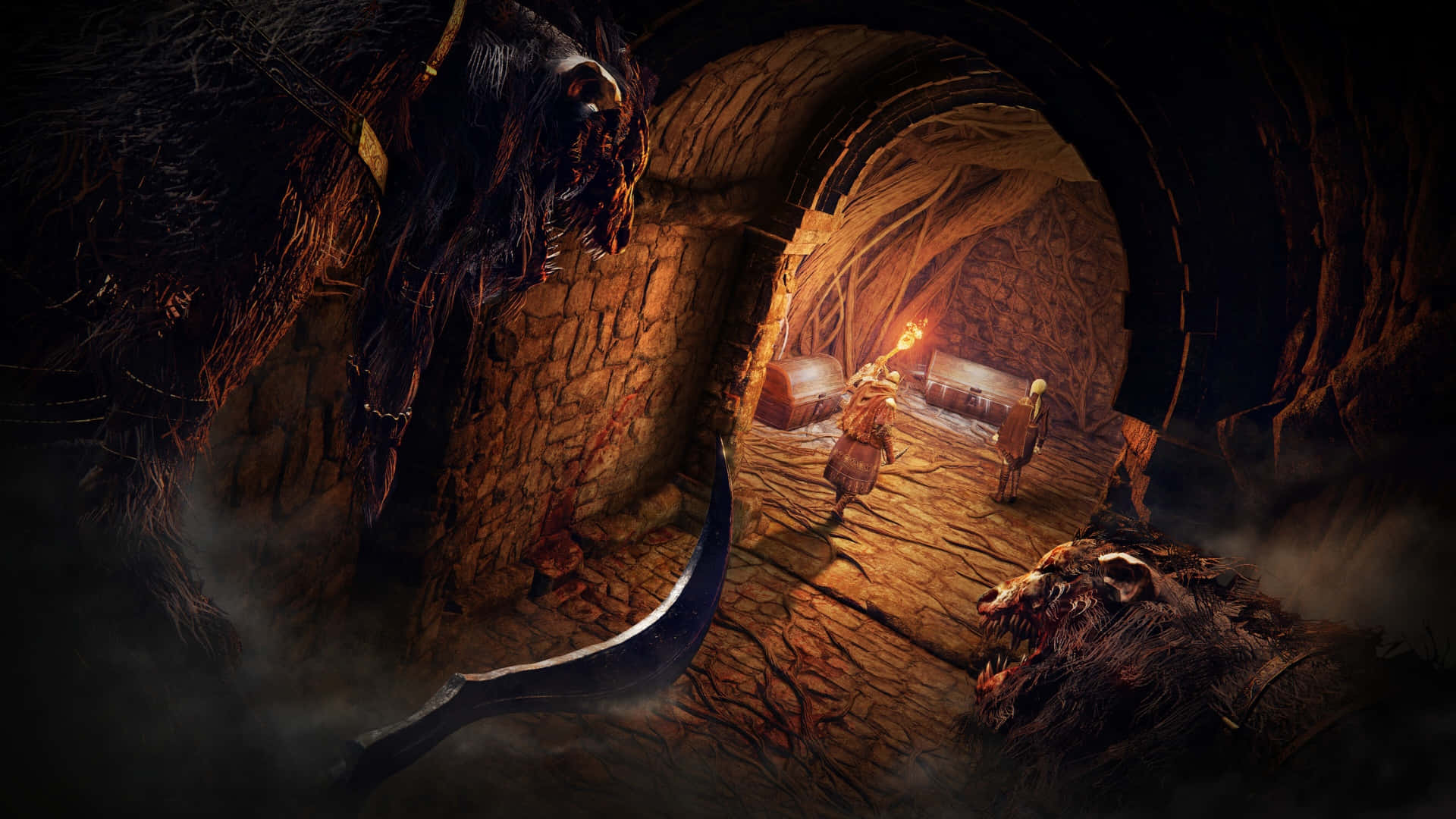 Elden Ring Nightreign, boss fight, armored figures, Full HD Desktop Wallpaper