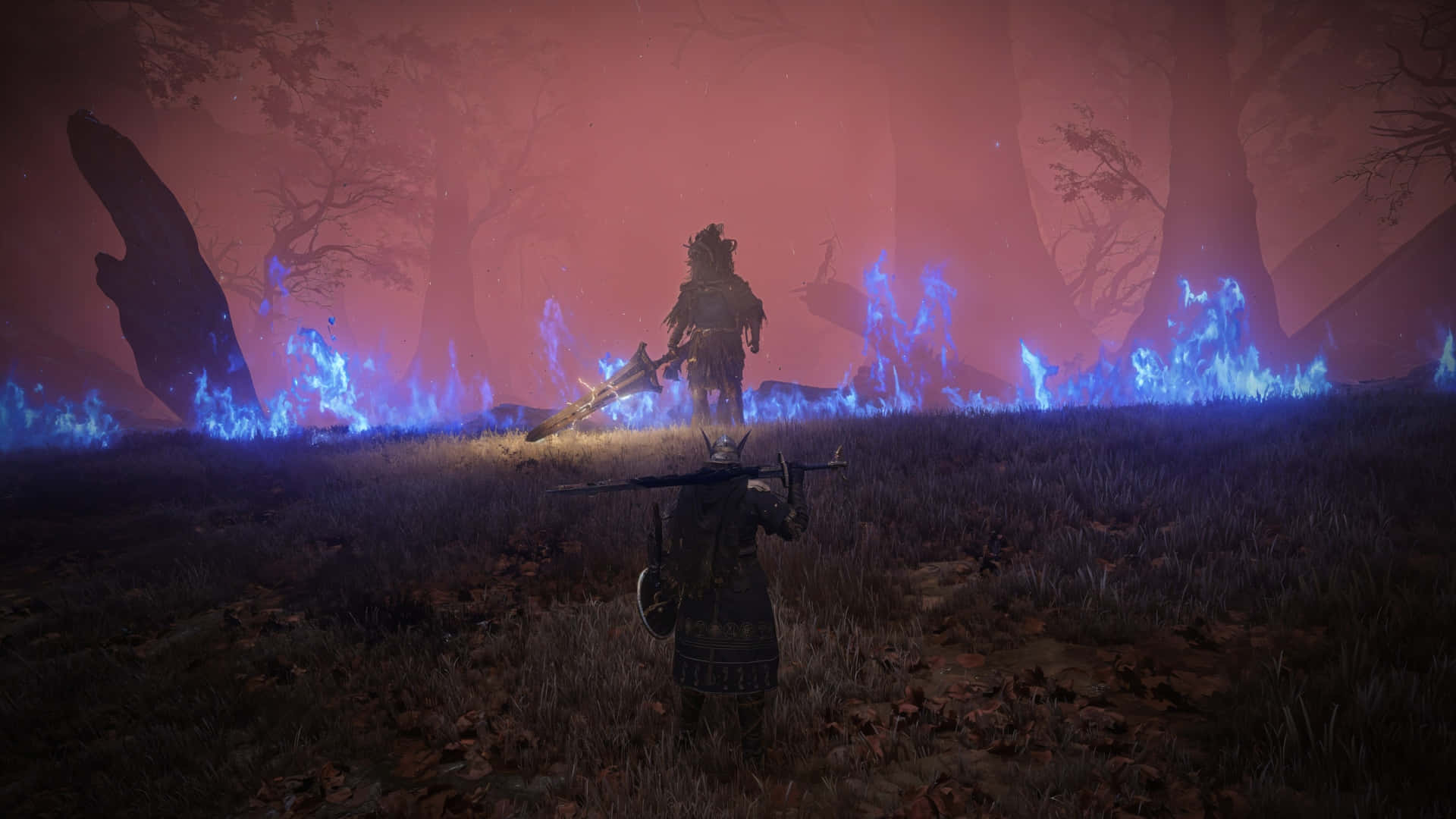 Elden Ring Nightreign, blue flames, misty field, Full HD Desktop Wallpaper