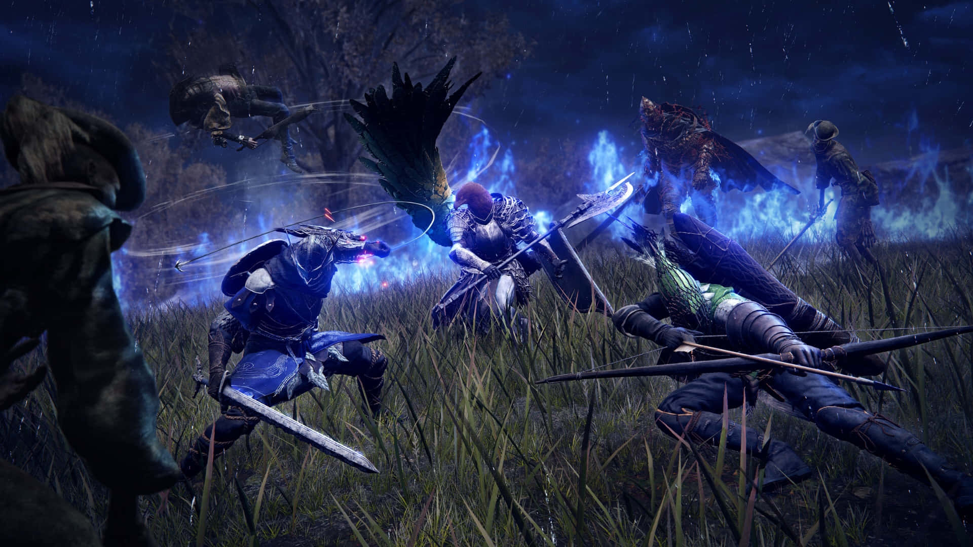 Elden Ring Nightreign, armored warriors, monstrous winged creatures, Full HD Desktop Wallpaper