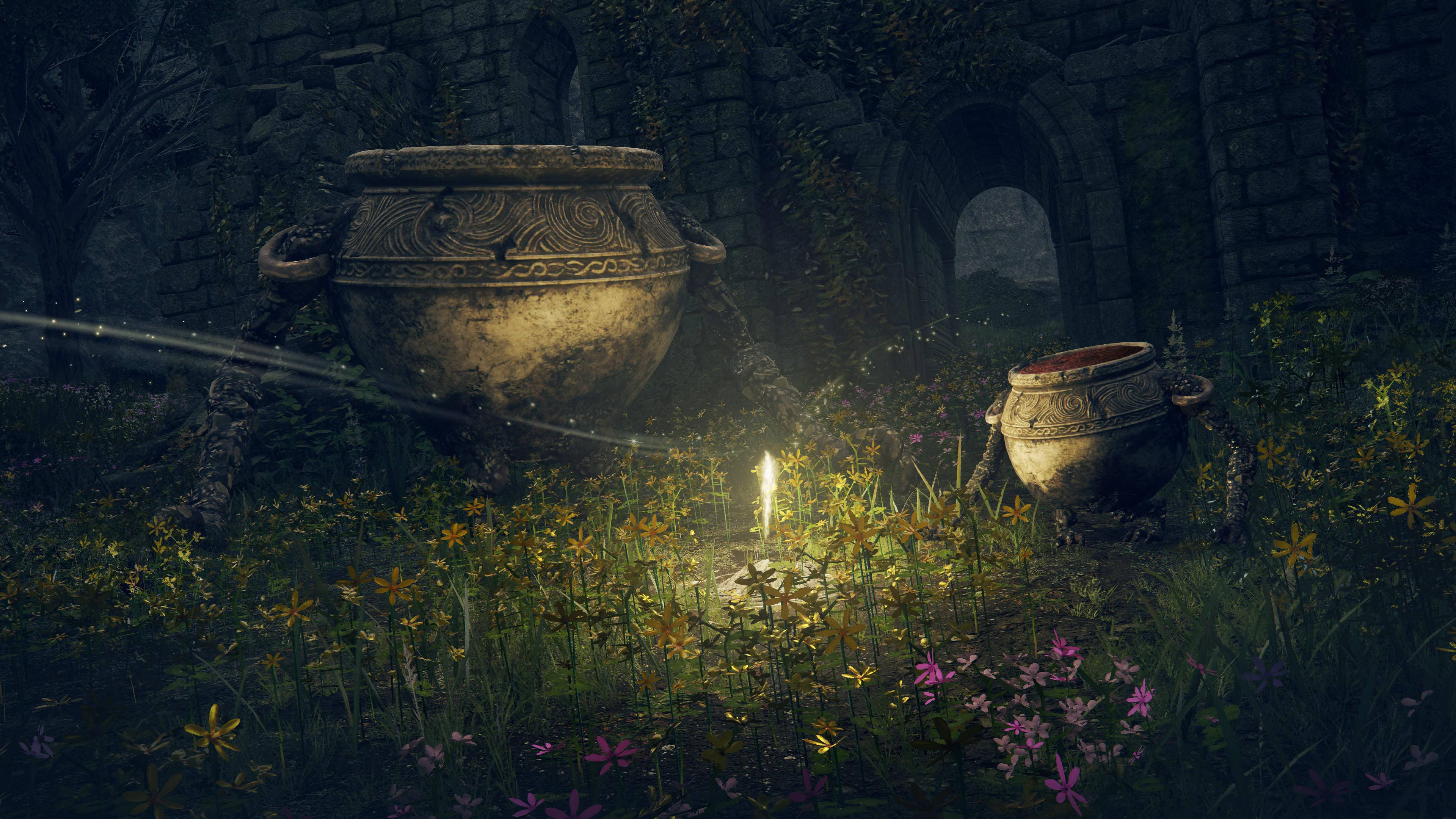 Elden Ring, walking pots, mossy ruin, 4K Desktop Wallpaper