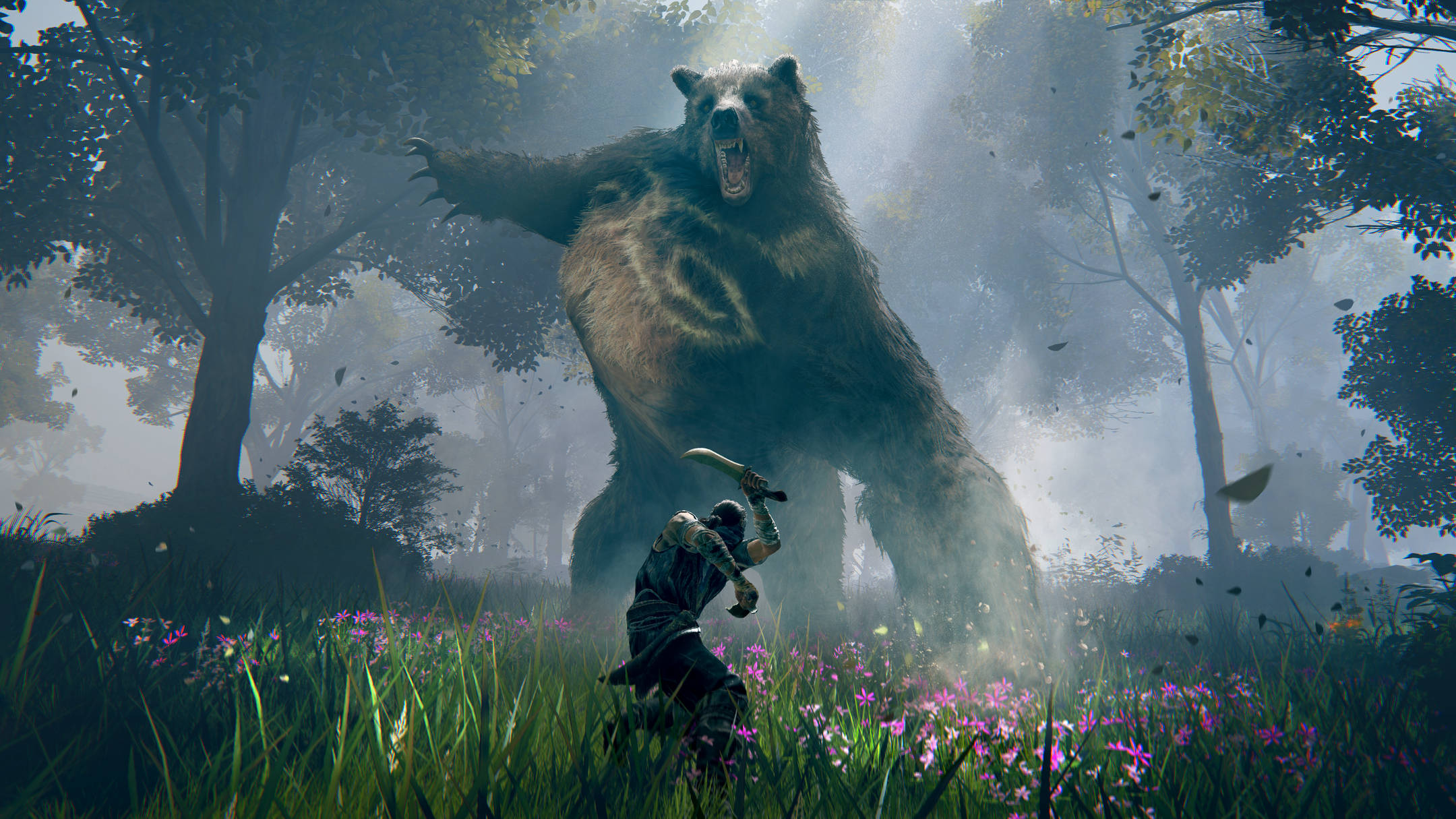 Elden Ring, bandit, massive roaring bear, Full HD Desktop Wallpaper