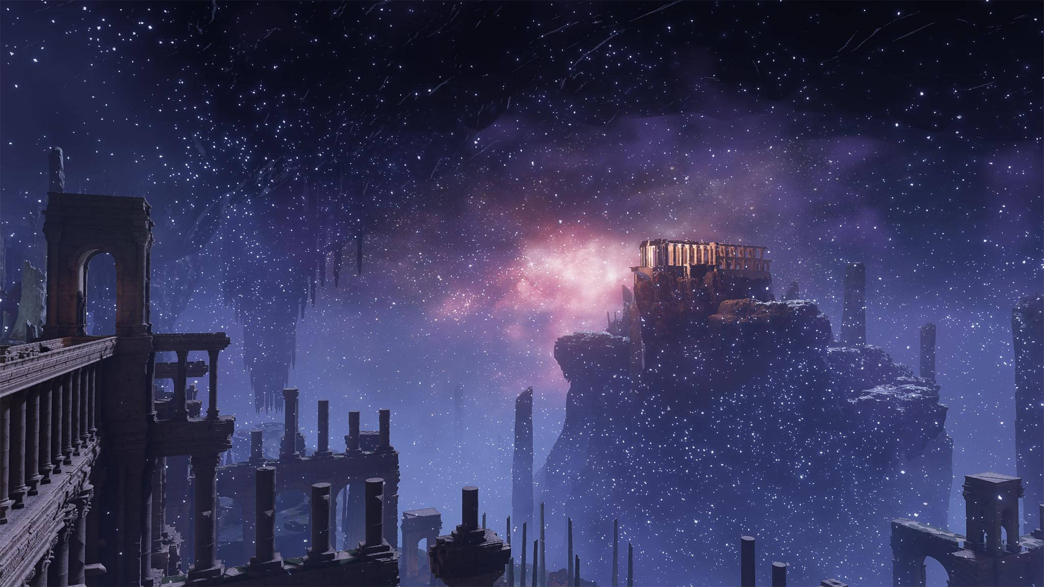 Elden Ring, celestial background, stone ruins, Full HD Desktop Wallpaper