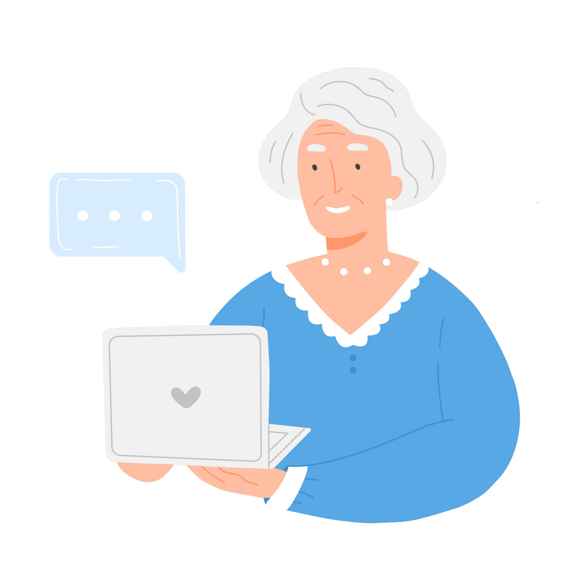elderly woman, laptop, white hair, Full HD Desktop Wallpaper