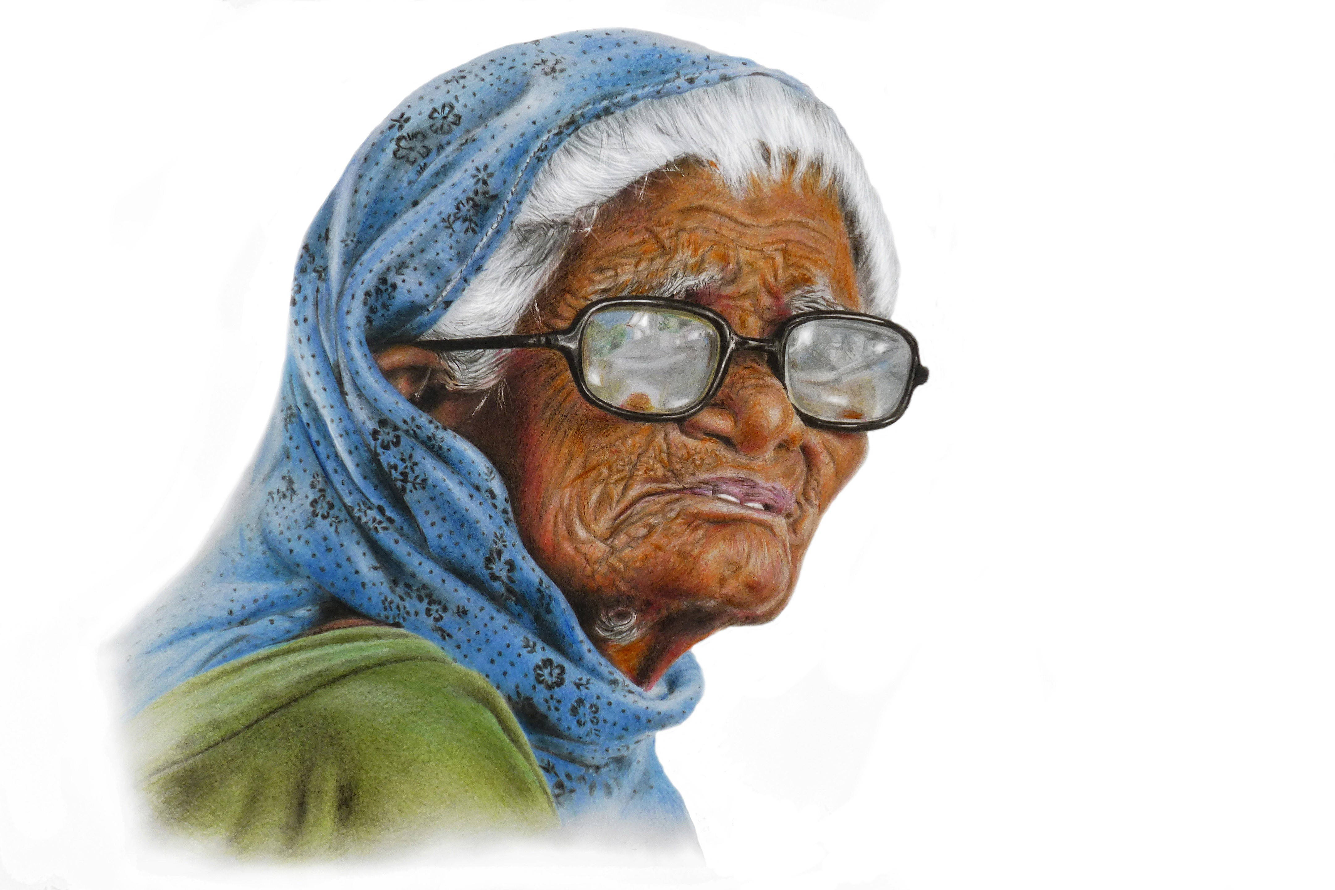 elderly woman, white hair, glasses, 4K Desktop Wallpaper