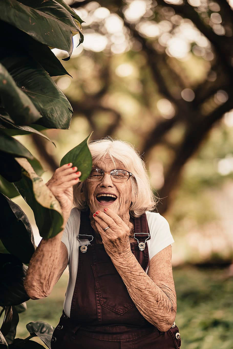 elderly woman, white hair, glasses, HD Phone Wallpaper