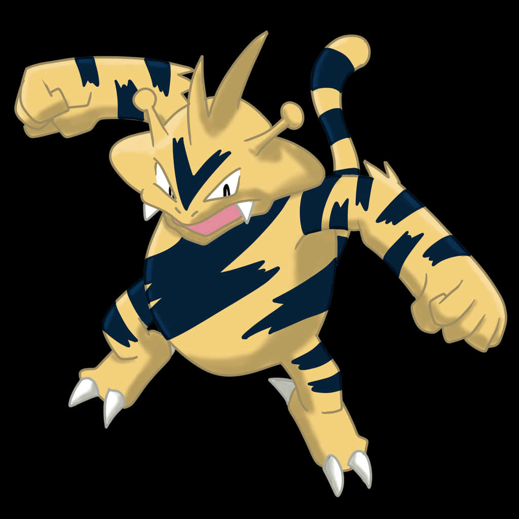 Electabuzz, yellow and black striped, anime-style, SD Desktop Wallpaper