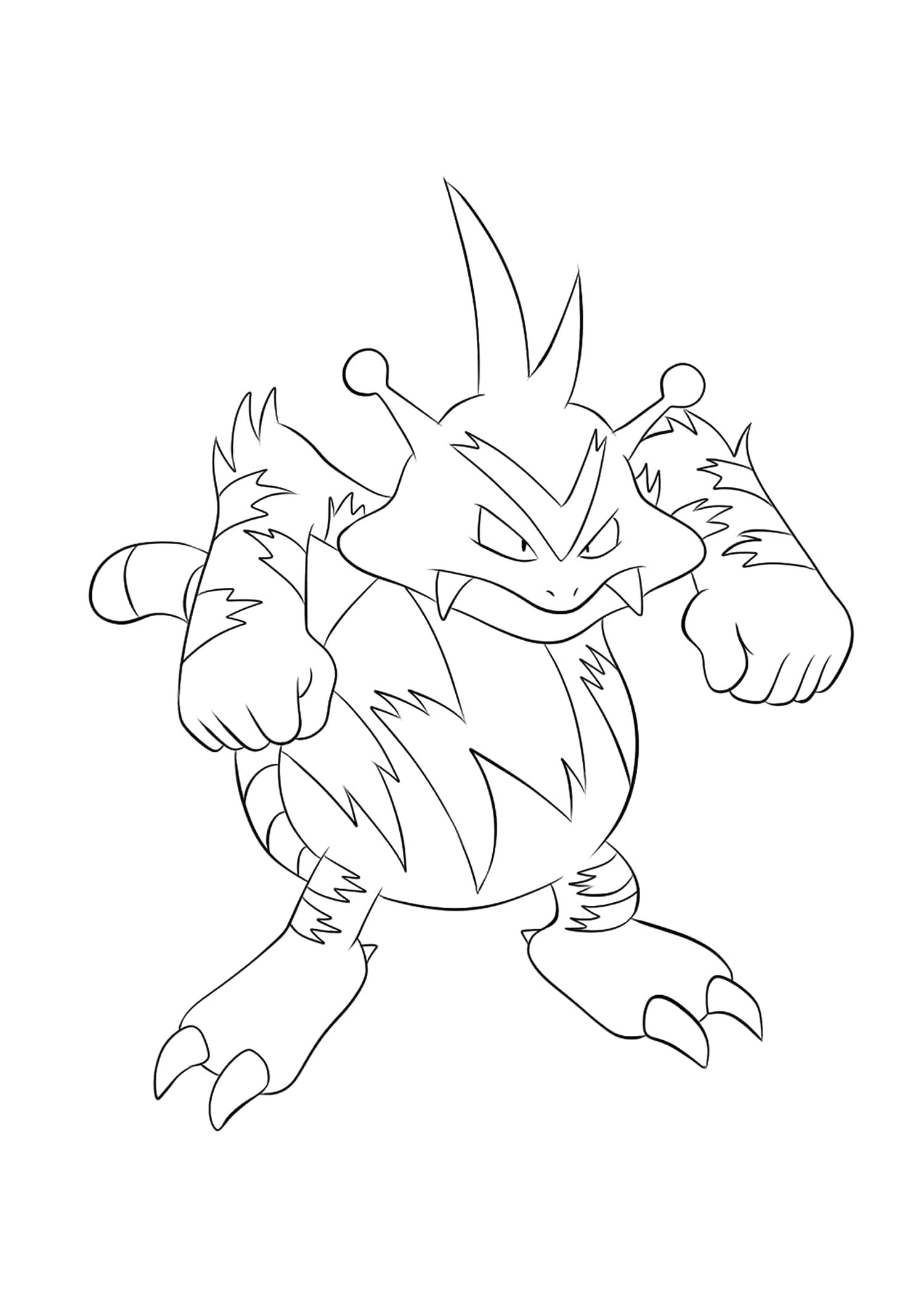 Electabuzz, black and white line art, stylized feline monster, Full HD Phone Wallpaper