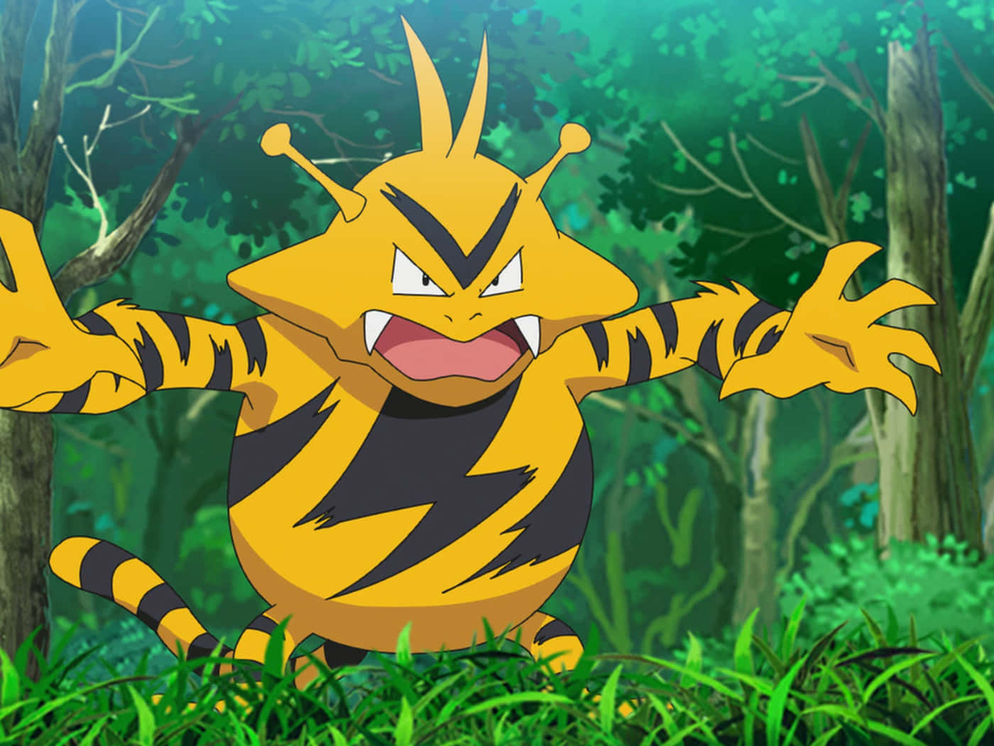 Electabuzz, forest, yellow and black, HD Desktop Wallpaper