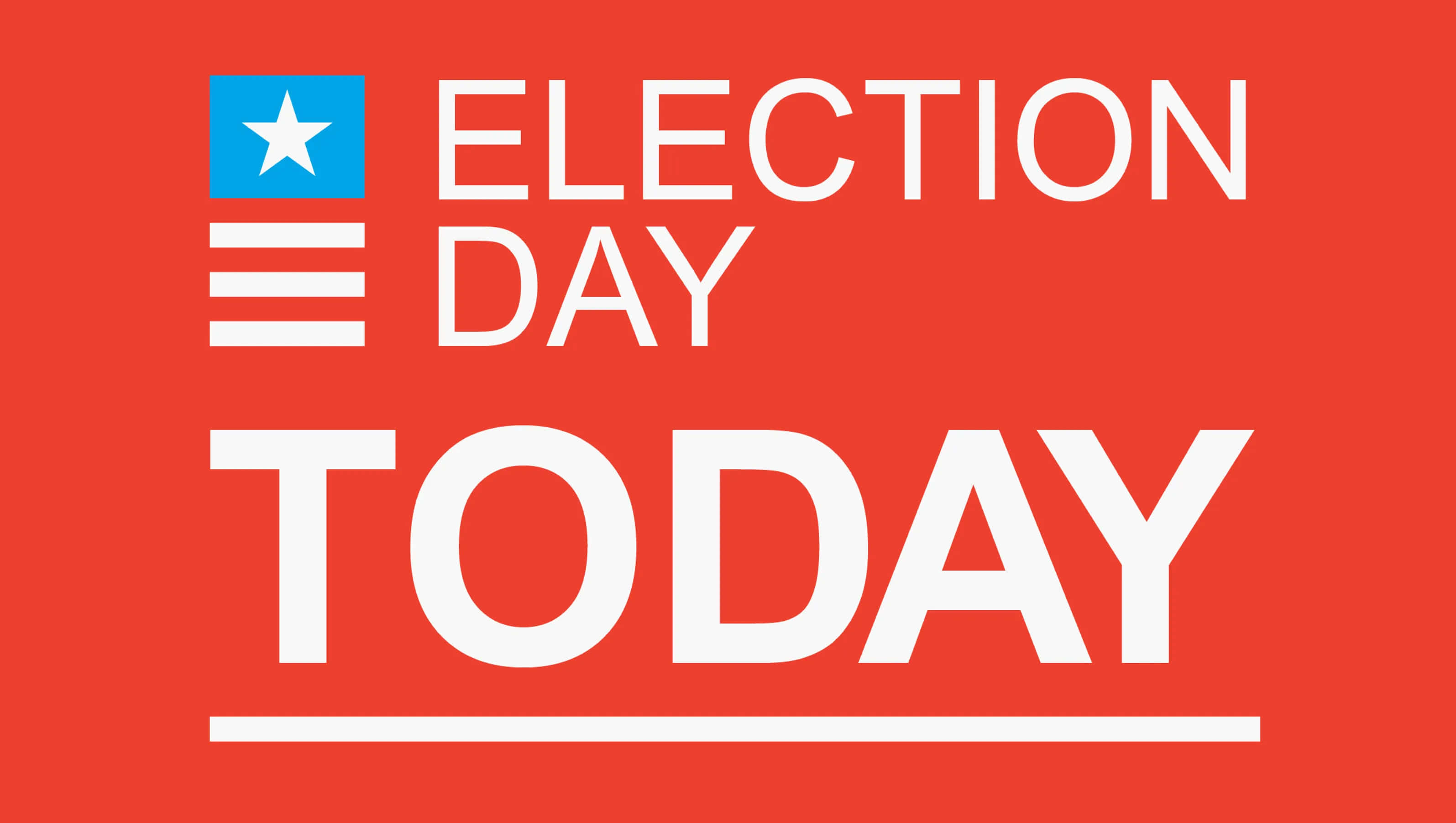 Election Day, vibrant red background, blue star icon, 2K Desktop Wallpaper