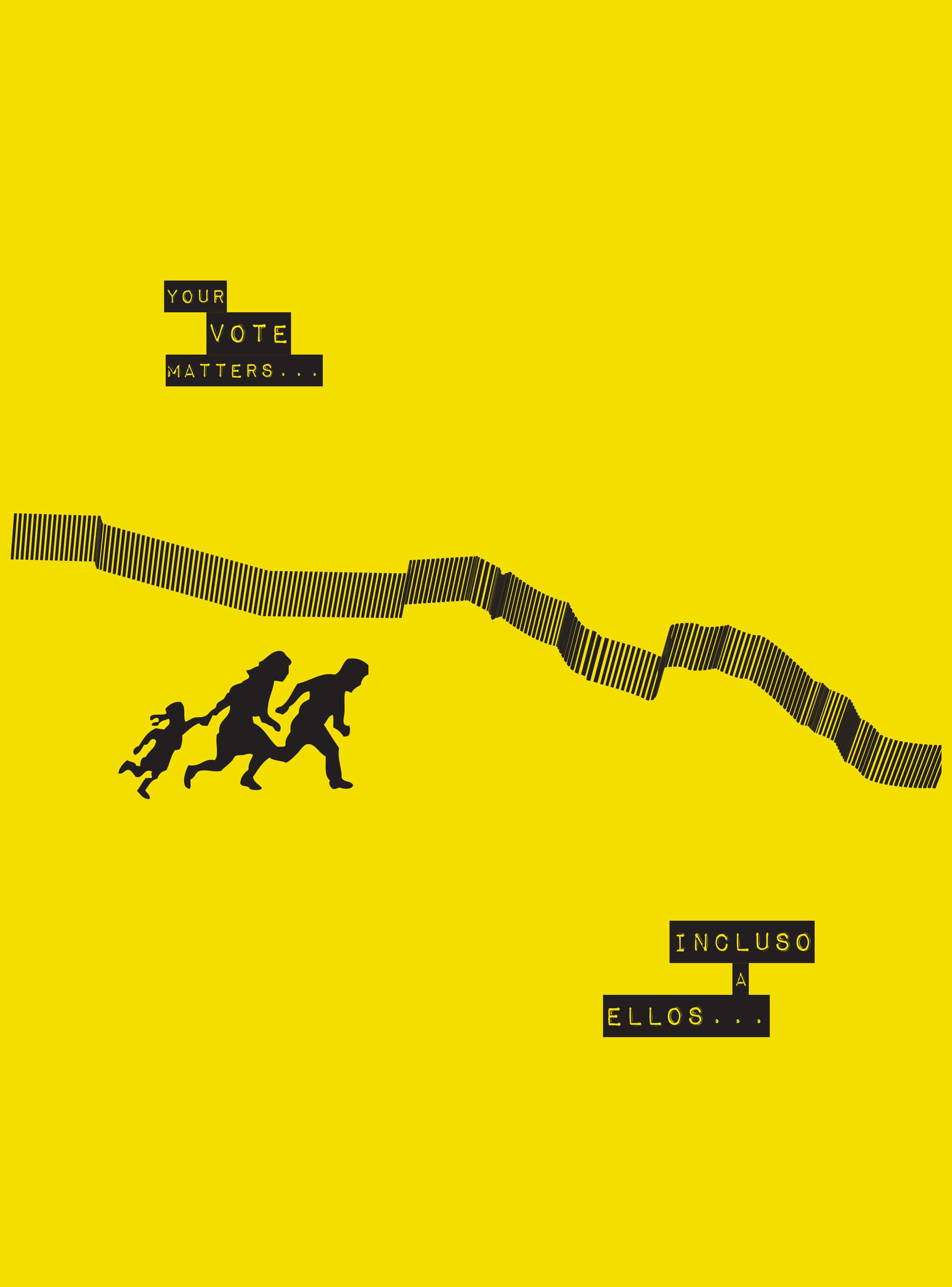 black silhouettes, three running figures, yellow background, 2K Phone Wallpaper