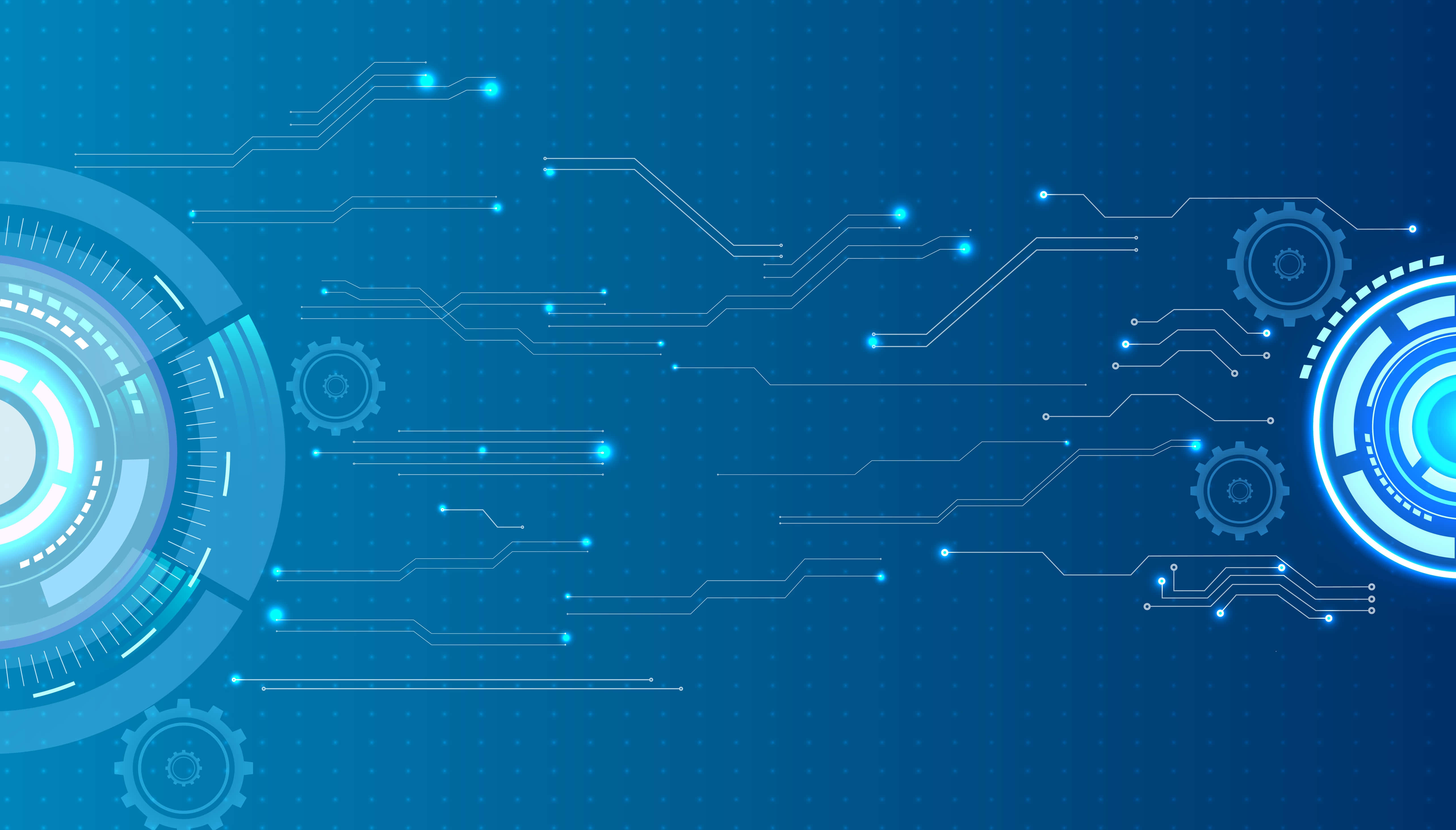 Electric Blue, digital circuit board, glowing nodes, 5K Desktop Wallpaper