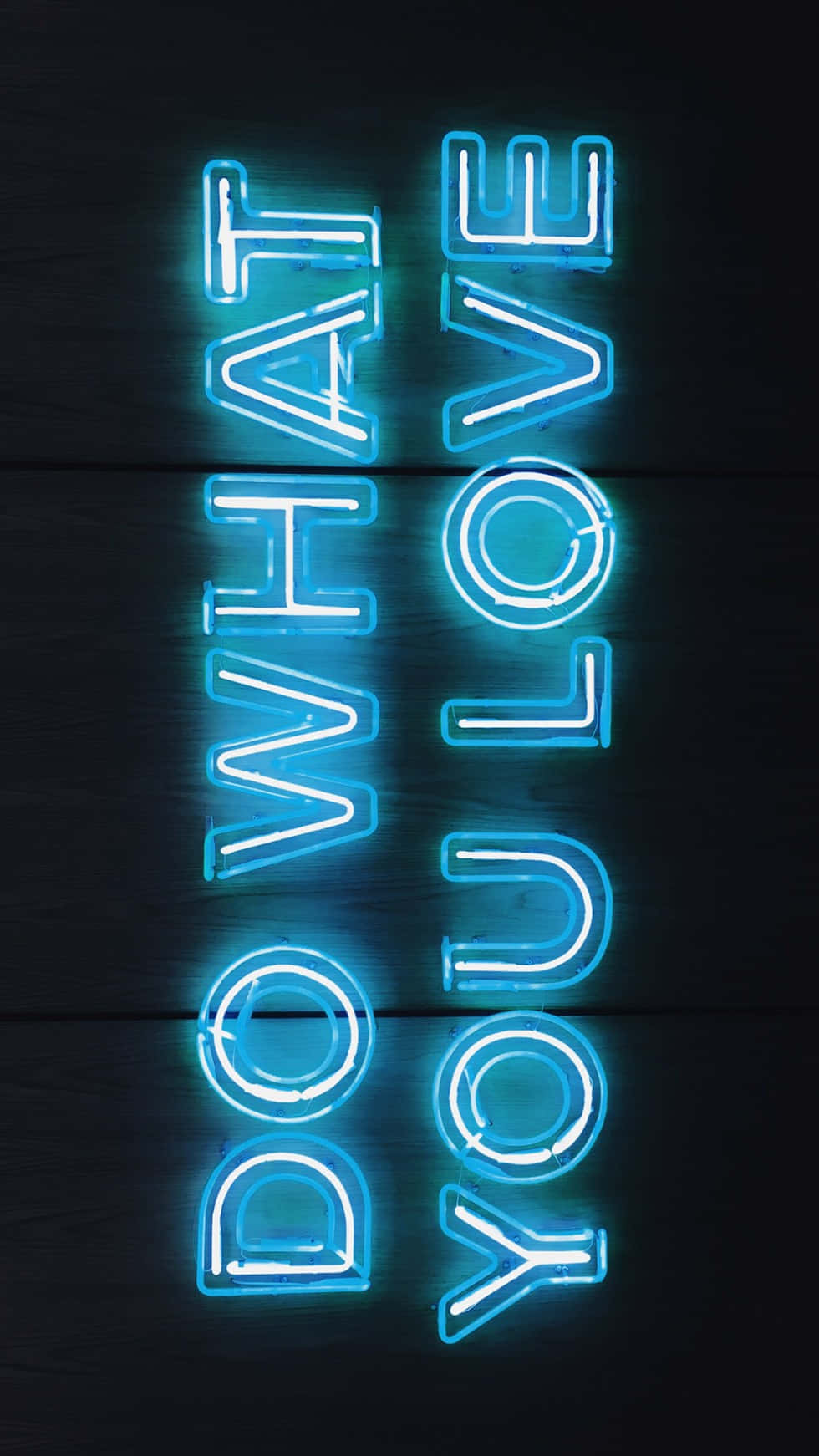 Electric Blue Neon Sign, DO WHAT YOU LOVE, dark wooden wall, HD Phone Wallpaper