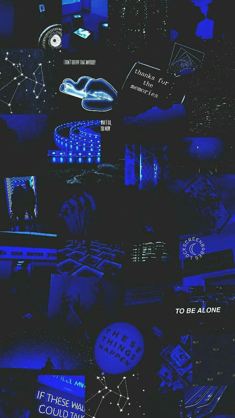 Electric Blue Collage Aesthetic, moody blue-toned, digital and analog imagery, HD Phone Wallpaper