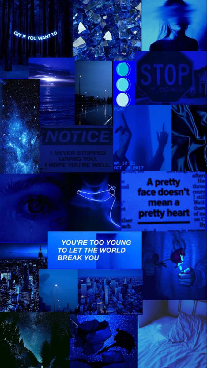 Electric Blue Collage, mood board, urban night scenes, SD Phone Wallpaper