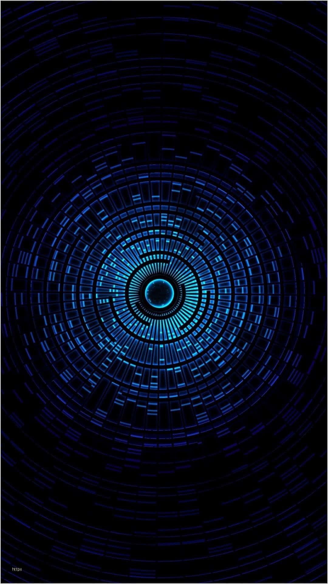 blue spiral, glowing blue rectangular segments, black void, Full HD Phone Wallpaper