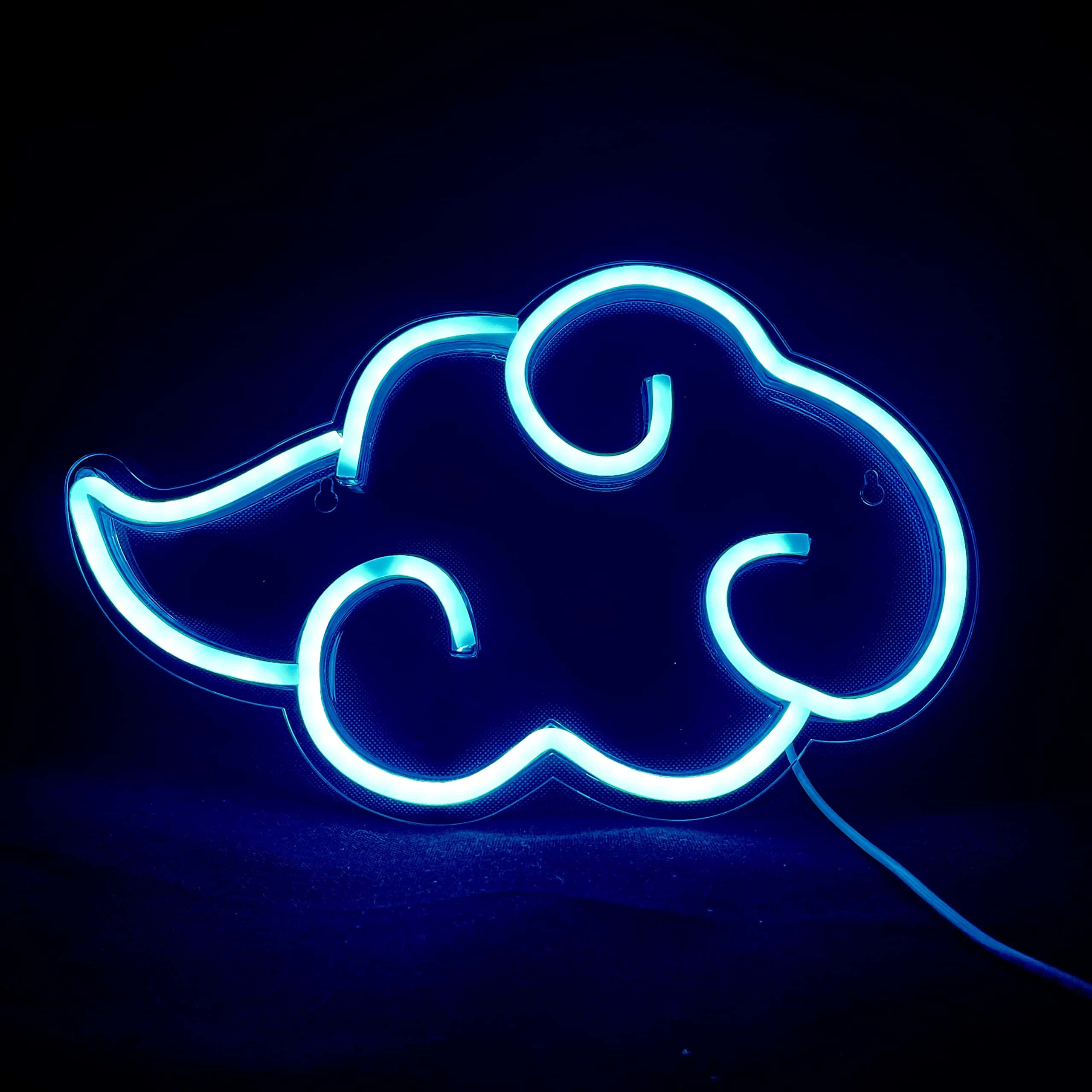 Electric Blue Cloud Neon Sign, glowing blue neon sign, stylized cloud, 2K Desktop Wallpaper