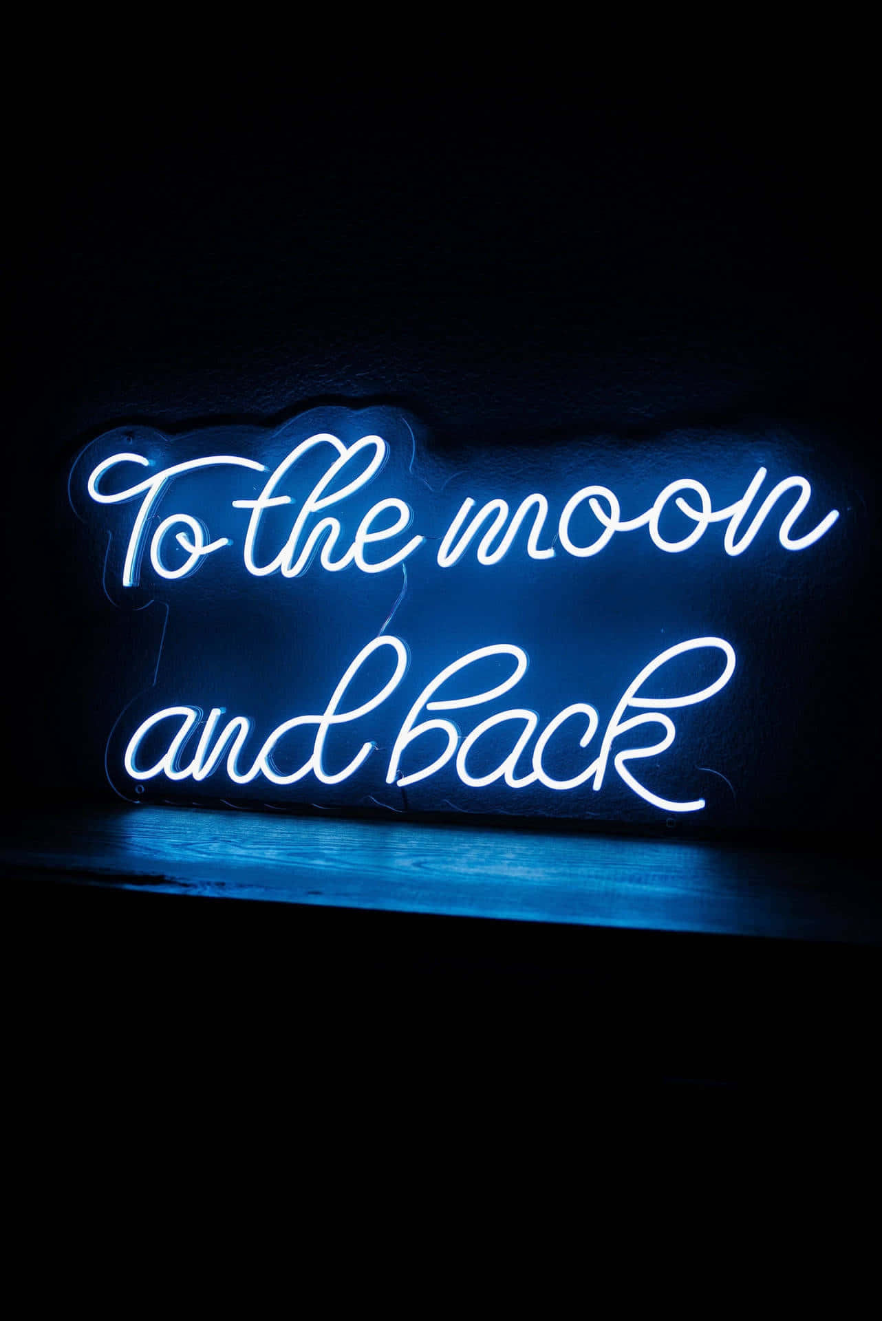 Electric Blue Neon Sign To The Moon And Back, To the moon and back, glowing blue neon sign, Full HD Phone Wallpaper