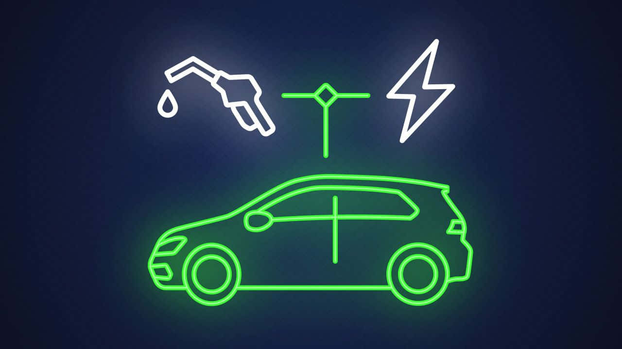 glowing green neon outline, car, fuel pump, HD Desktop Wallpaper