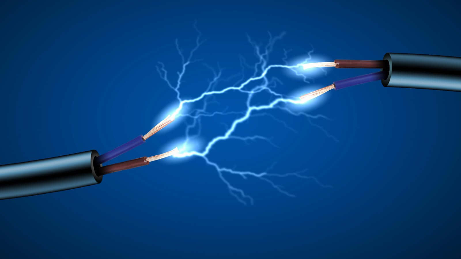 electric sparks, bright blue lightning, deep blue gradient background, HD Desktop Wallpaper