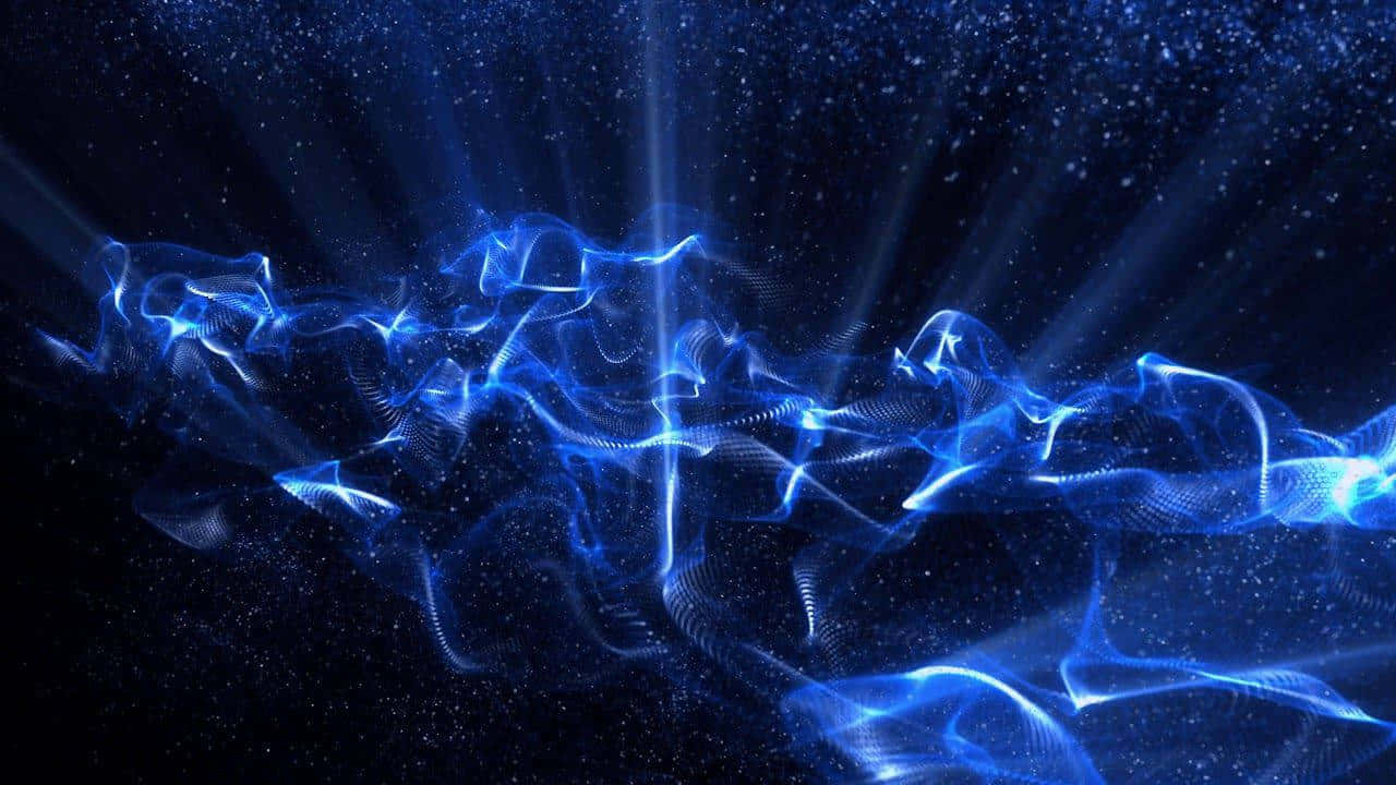 blue electric energy waves, starry cosmic void, radiant light beams, HD Desktop Wallpaper