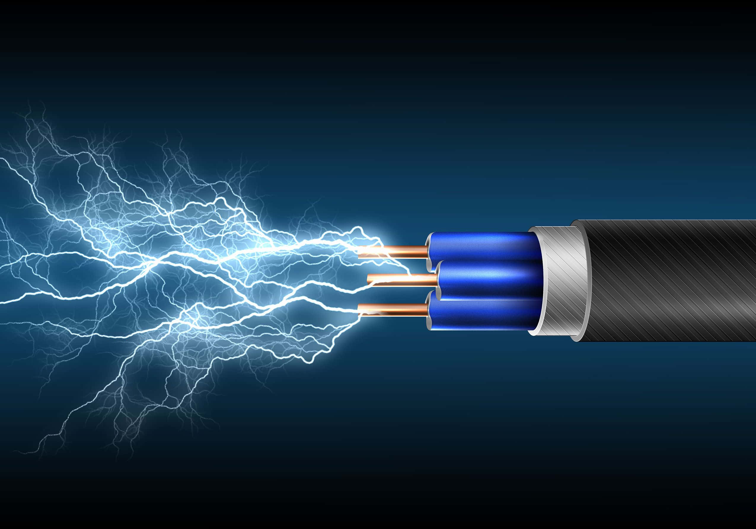 high-voltage cable, exposed copper wires, bright electric arcs, Full HD Desktop Wallpaper