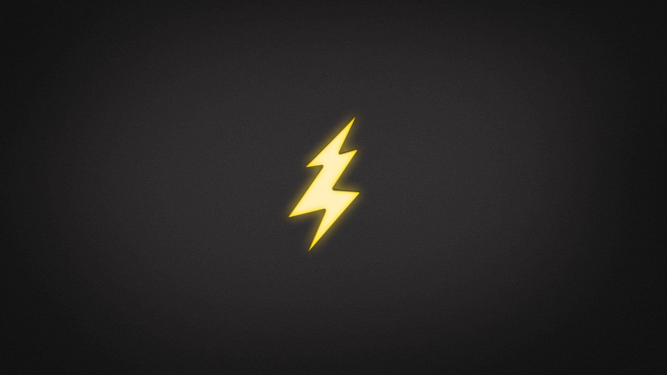 glowing yellow lightning bolt, dark textured background, 2K Desktop Wallpaper