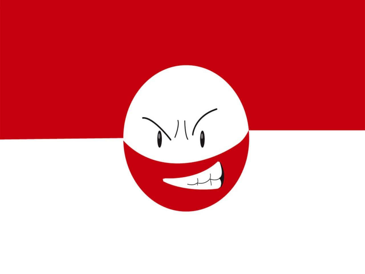 Electrode, red and white horizontal striped background, cartoonish angry face, HD Desktop Wallpaper