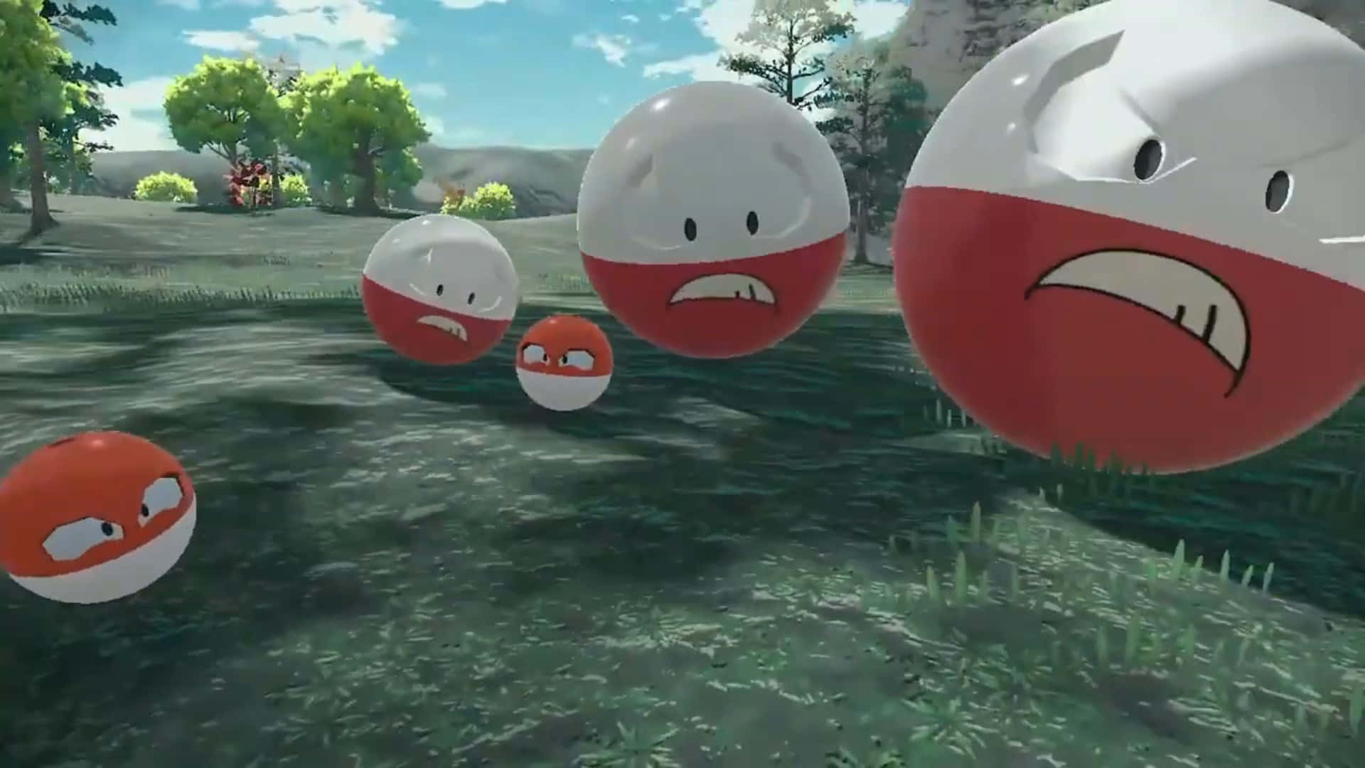 Electrode, red and white, spherical, Full HD Desktop Wallpaper