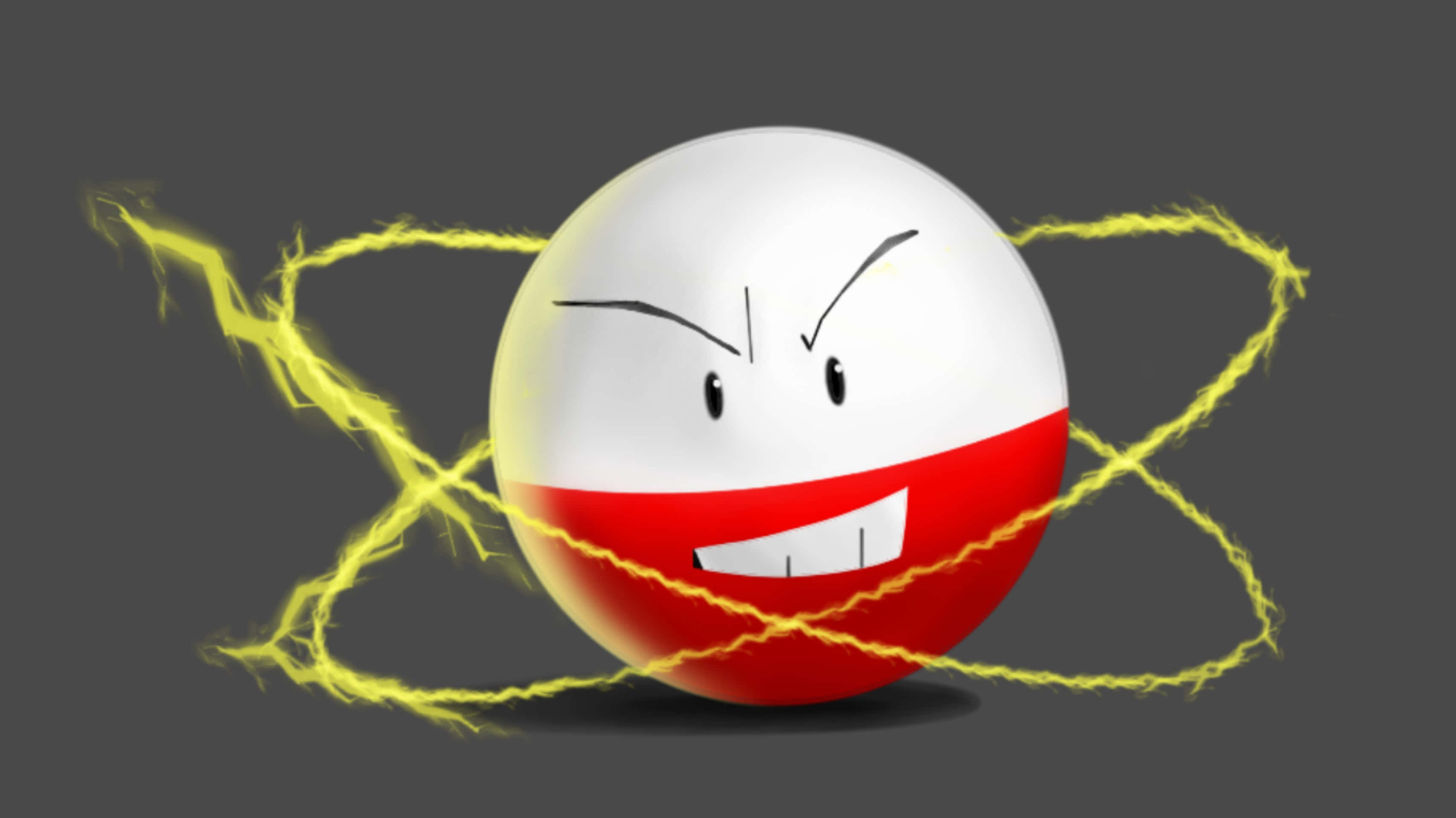 Electrode, red and white sphere, angry face, 2K Desktop Wallpaper