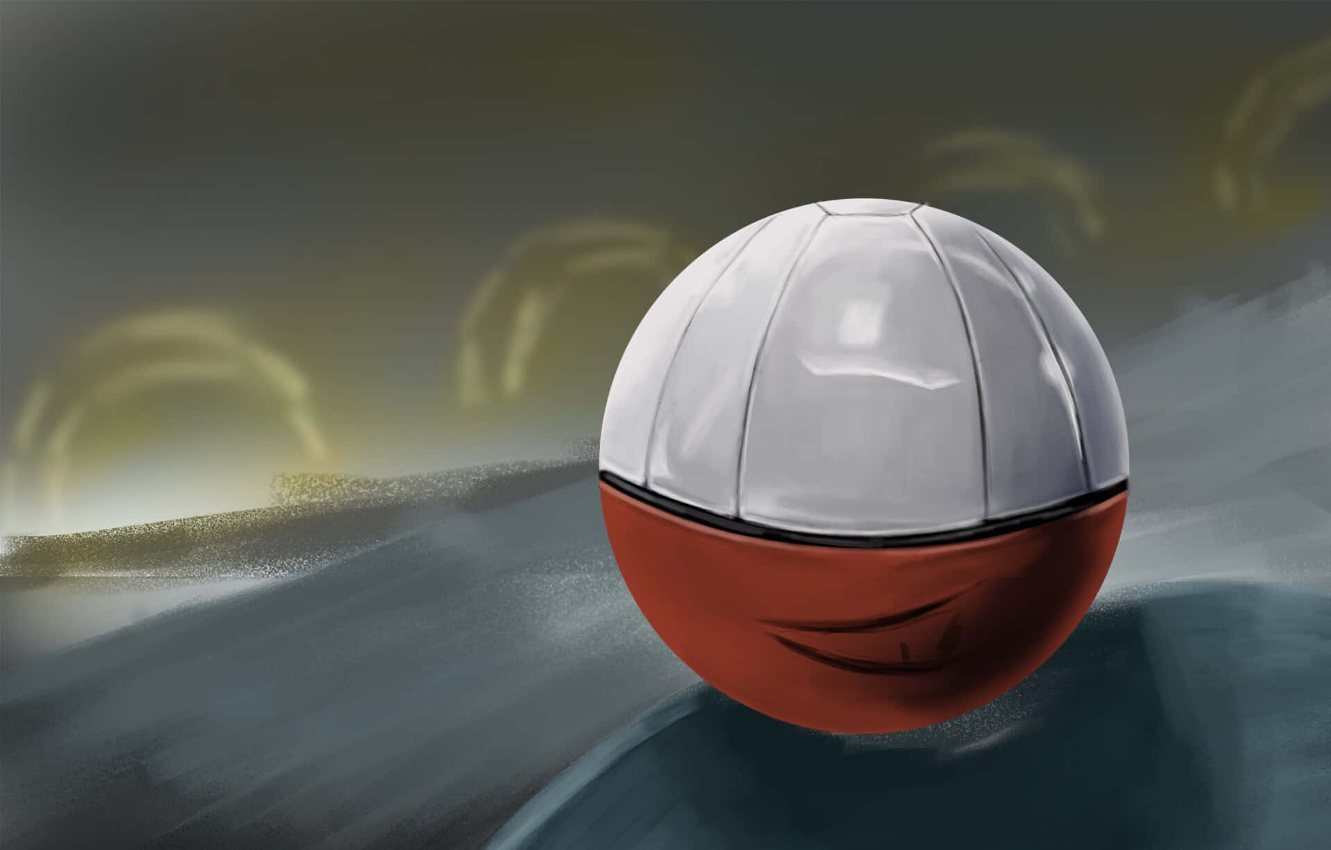 Electrode, glossy white and red spherical Pokémon ball, smile, HD Desktop Wallpaper