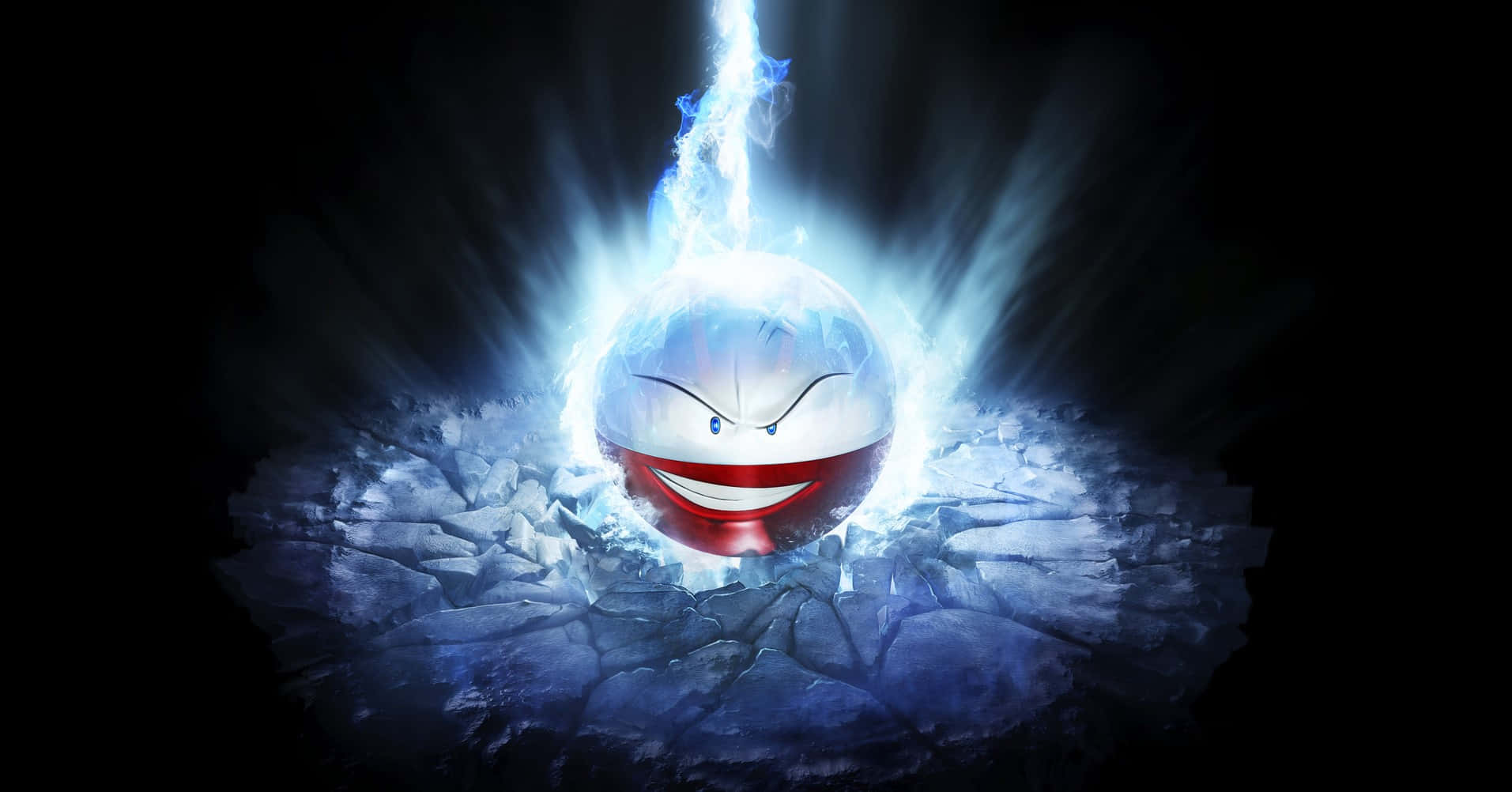 Lightning Electrode, glowing ice sphere, mischievous grin, HD Desktop Wallpaper