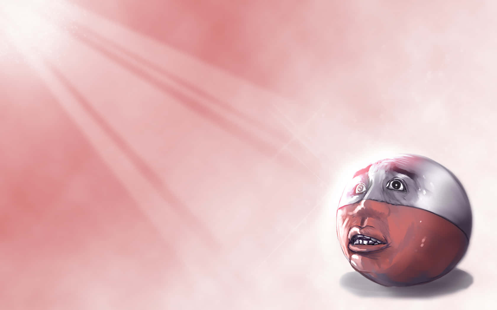 surreal electrode, human face, half-red half-silver, HD Desktop Wallpaper