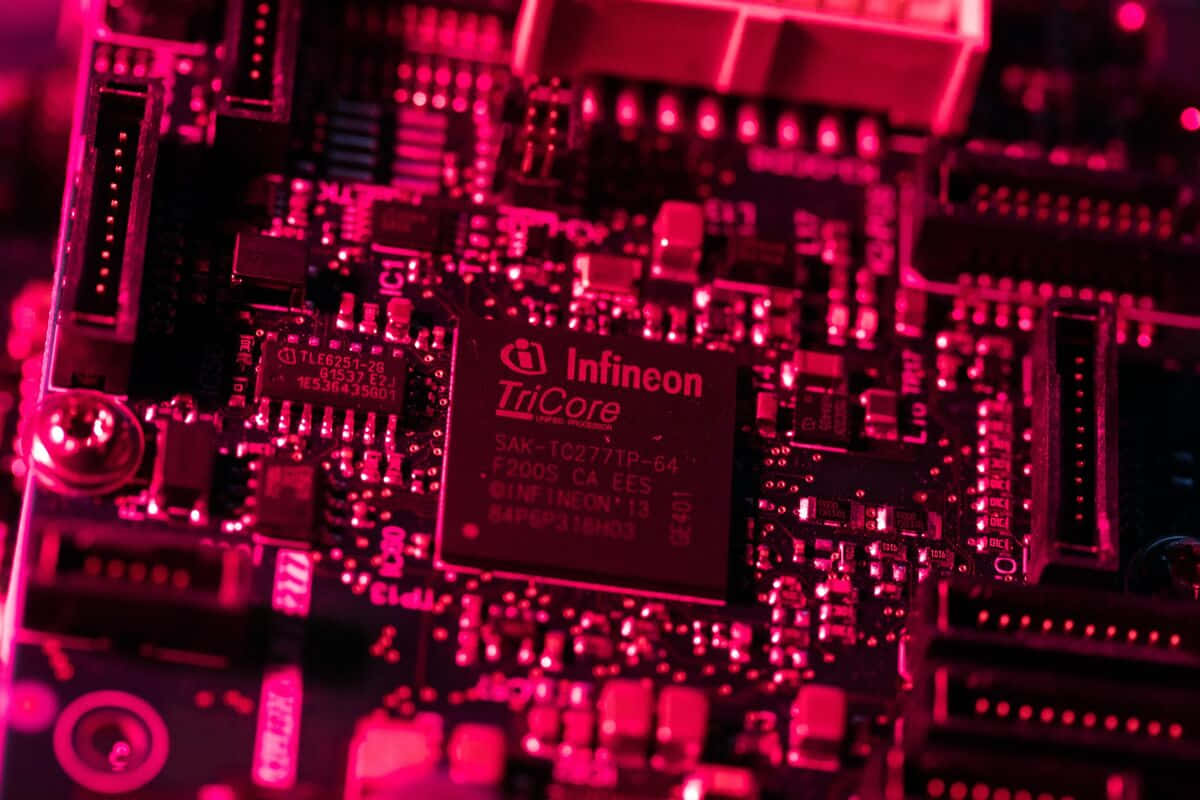 circuit board, electronic components, intense pink light, SD Desktop Wallpaper