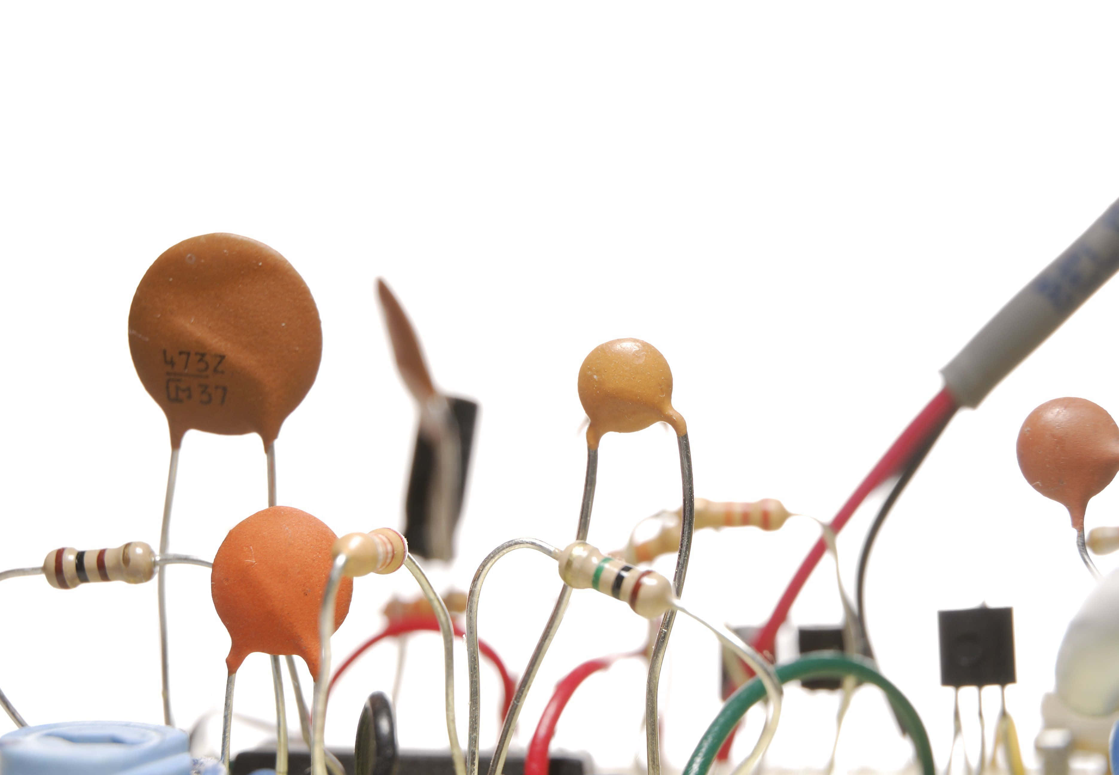 resistors, capacitors, circuit board, 2K Desktop Wallpaper