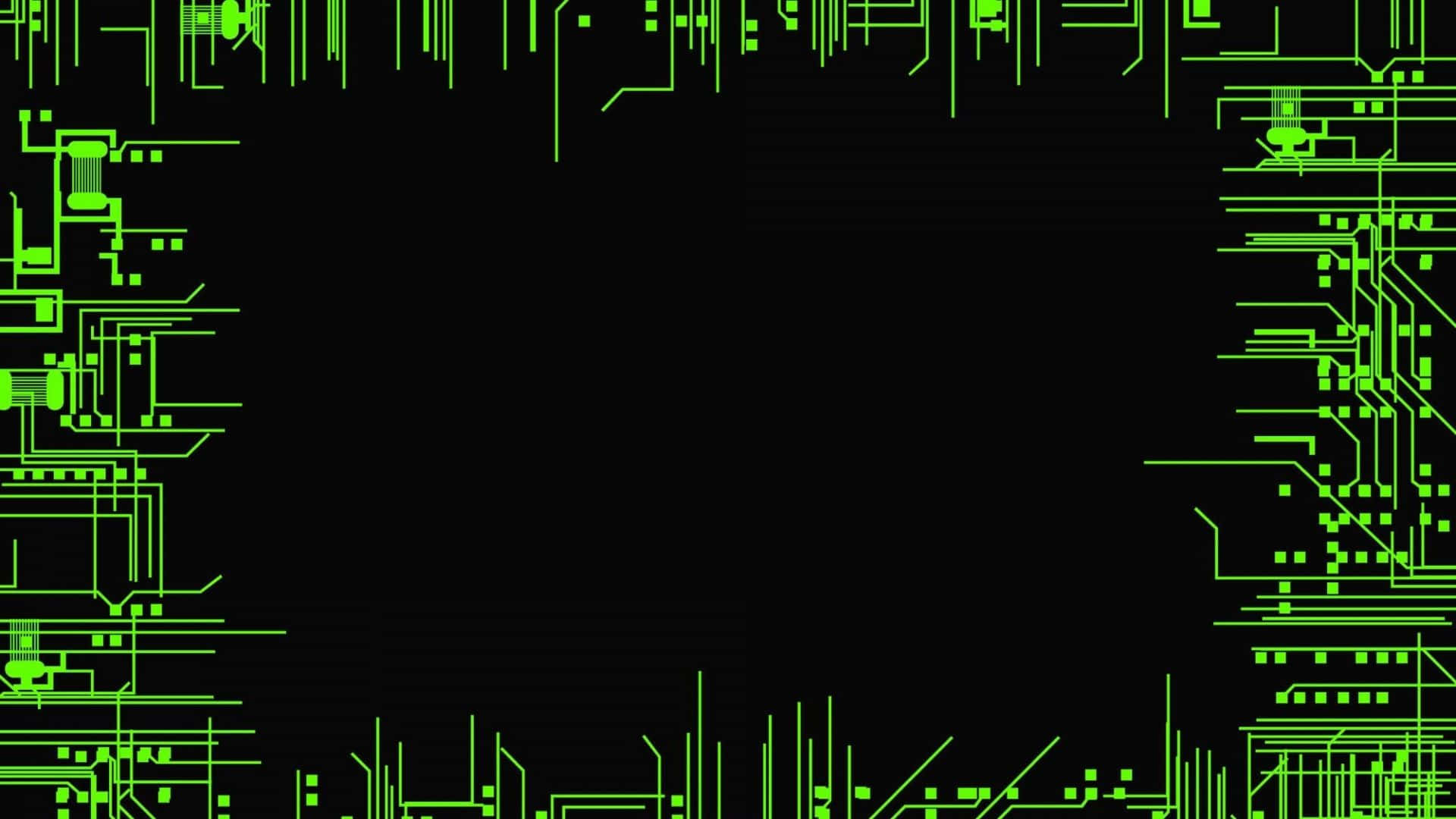 vibrant green circuit board, black center, digital border, Full HD Desktop Wallpaper
