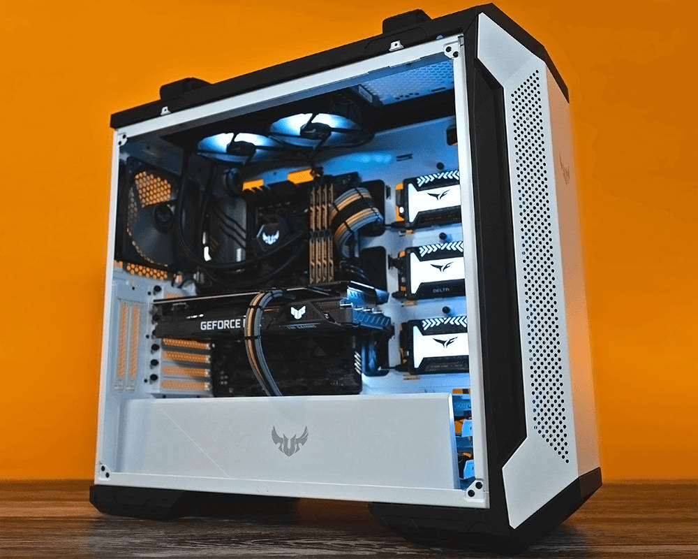 White Pc, 1000 x 800, blue LED fans, SD Desktop Wallpaper