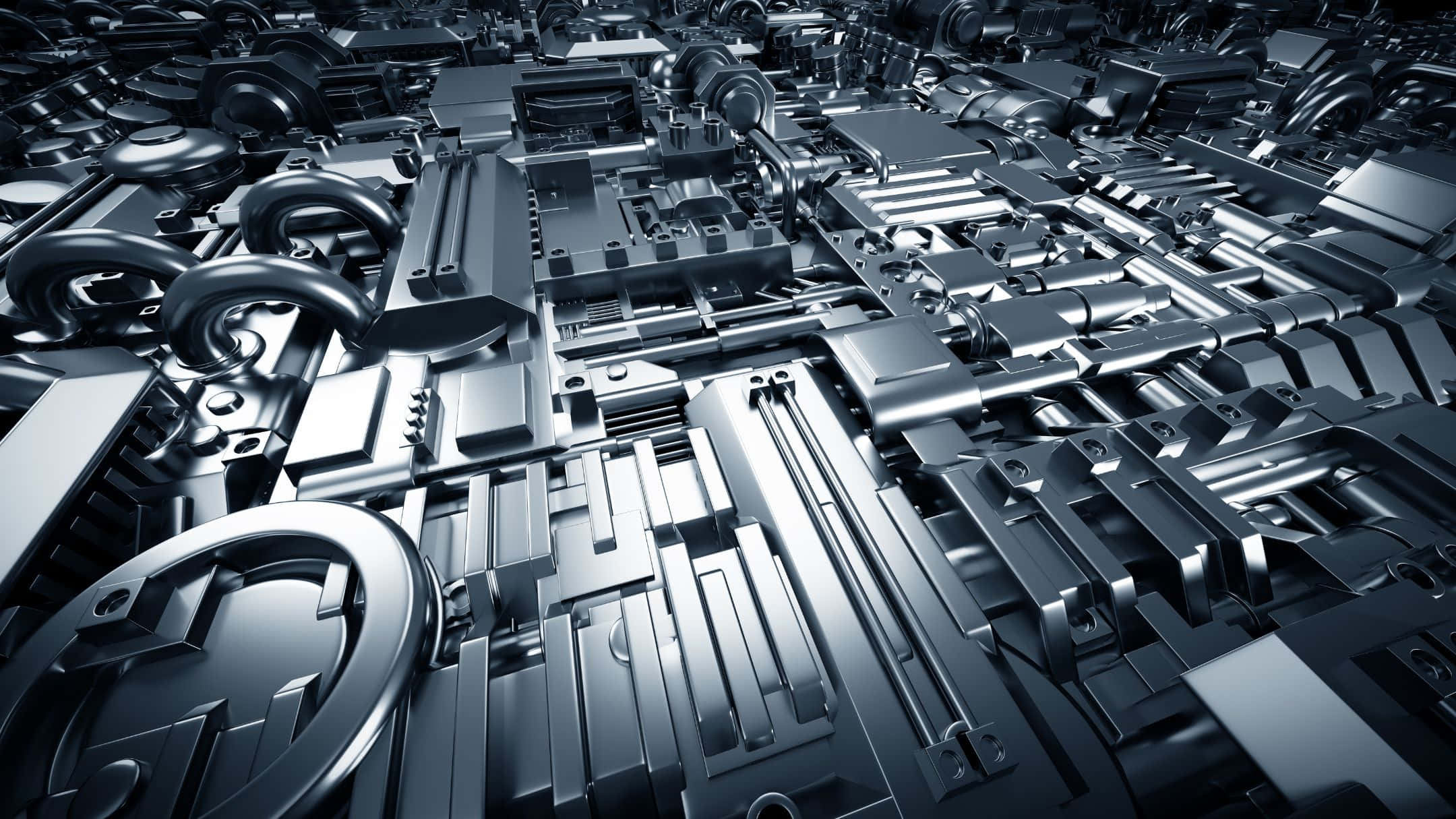 metallic gears, pistons, mechanical parts, Full HD Desktop Wallpaper