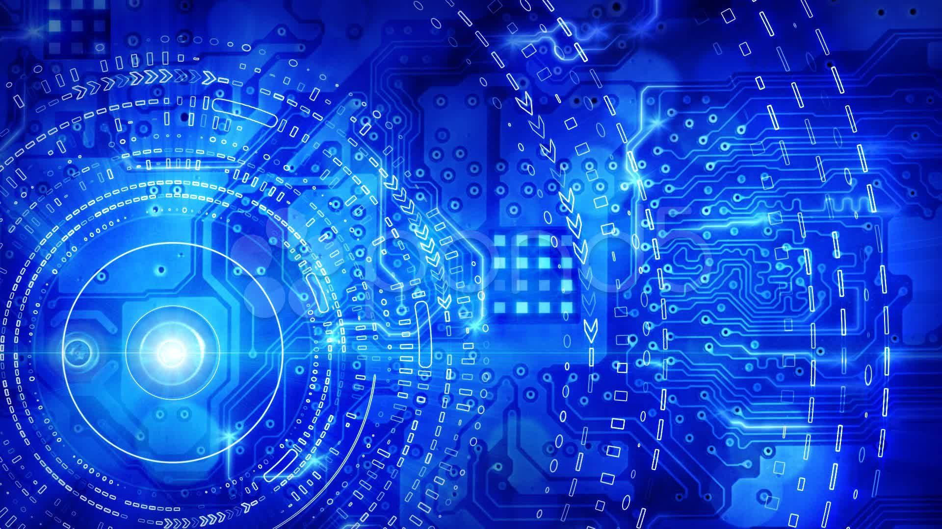 blue electronics circuit, glowing blue digital circuit board, intricate pathways, Full HD Desktop Wallpaper