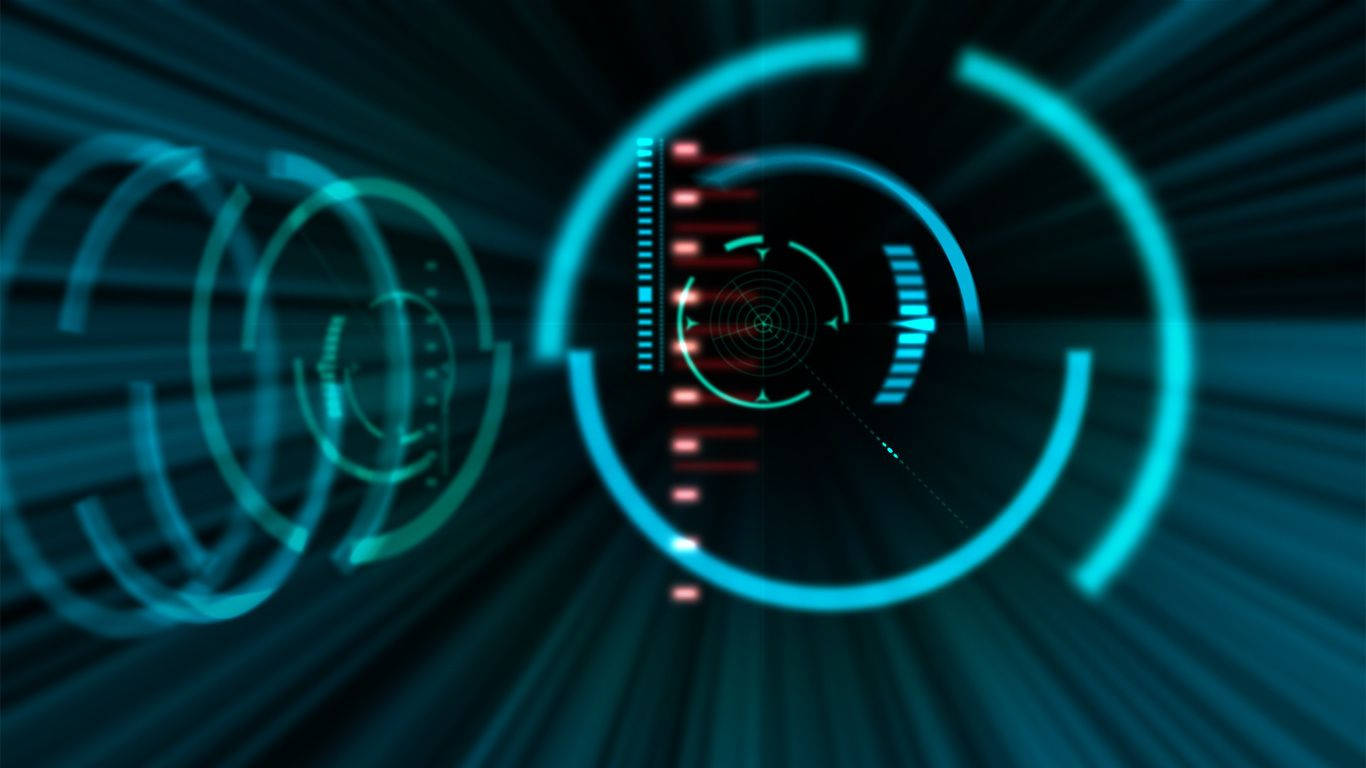 Electronics, glowing blue, red holographic HUD elements, HD Desktop Wallpaper