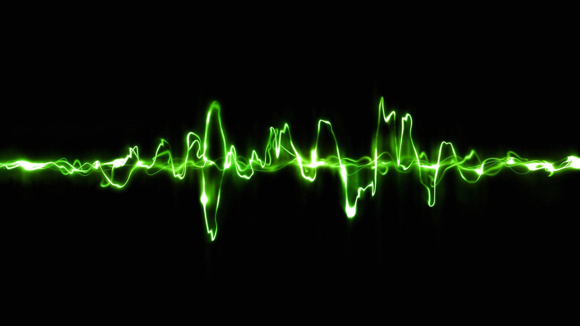 Electronics, audio wave symbol, vibrant green neon, Full HD Desktop Wallpaper
