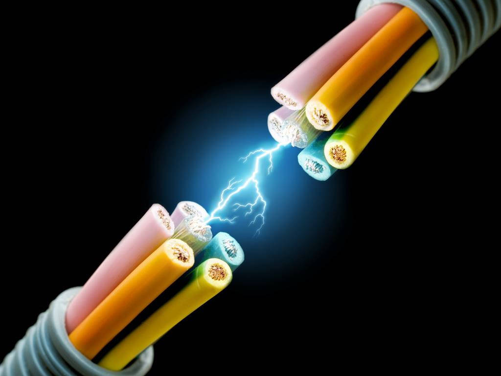 copper wire, electrical cables, blue lightning, SD Desktop Wallpaper