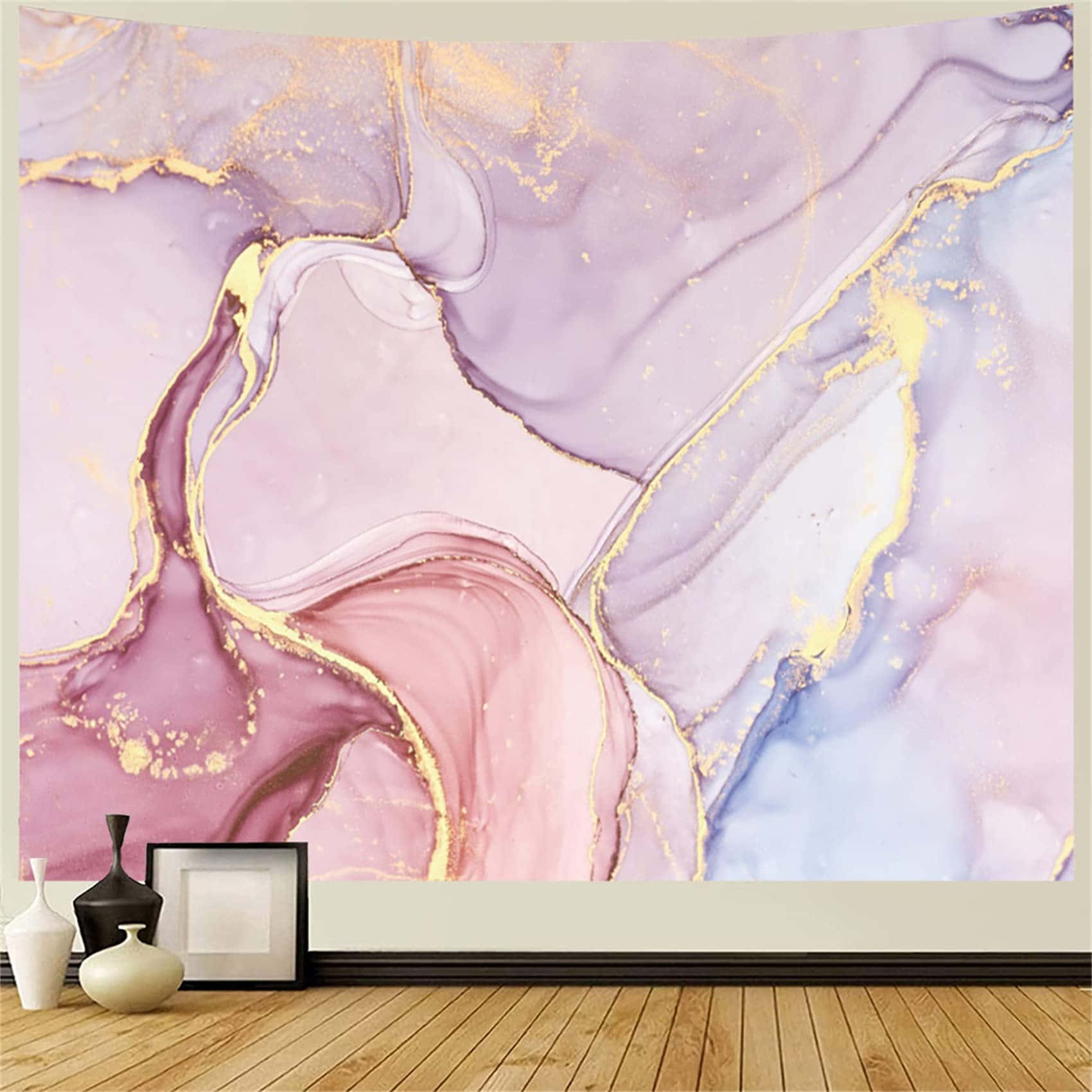 lavender pink, gold resin swirls, wooden flooring, HD Desktop Wallpaper